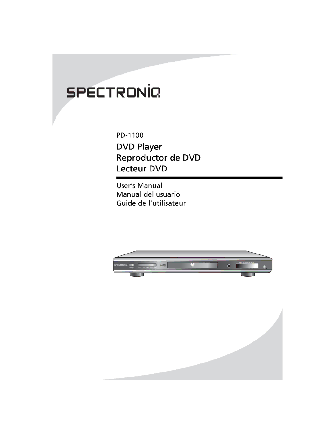 SpectronIQ PD-1100 user manual DVD Player Reproductor de DVD Lecteur DVD 