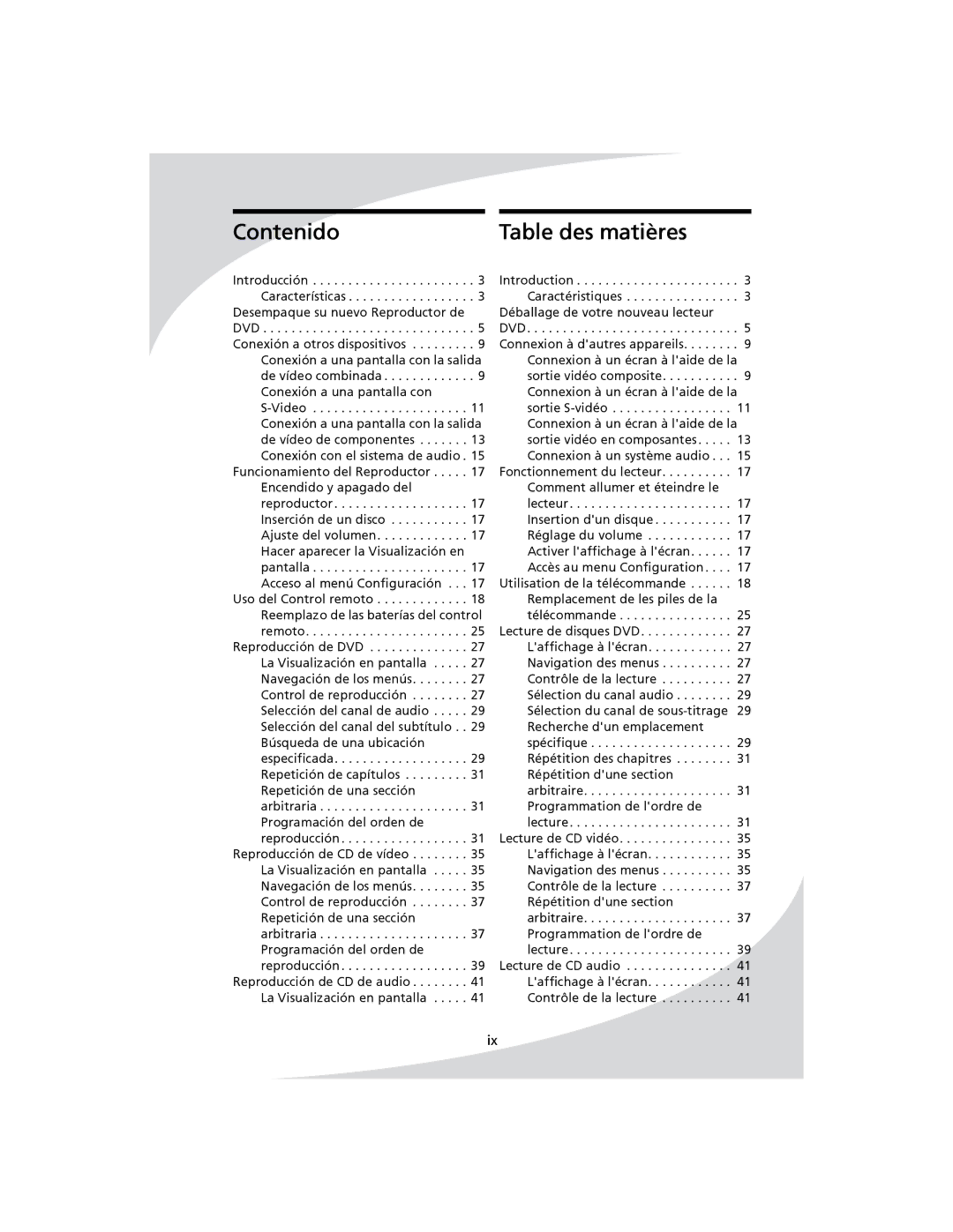 SpectronIQ PD-1100 user manual Contenido, Table des matières 