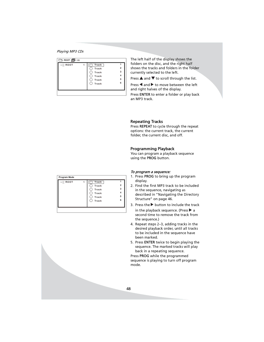 SpectronIQ PD-1100 user manual Programming Playback, Playing MP3 CDs, To program a sequence 