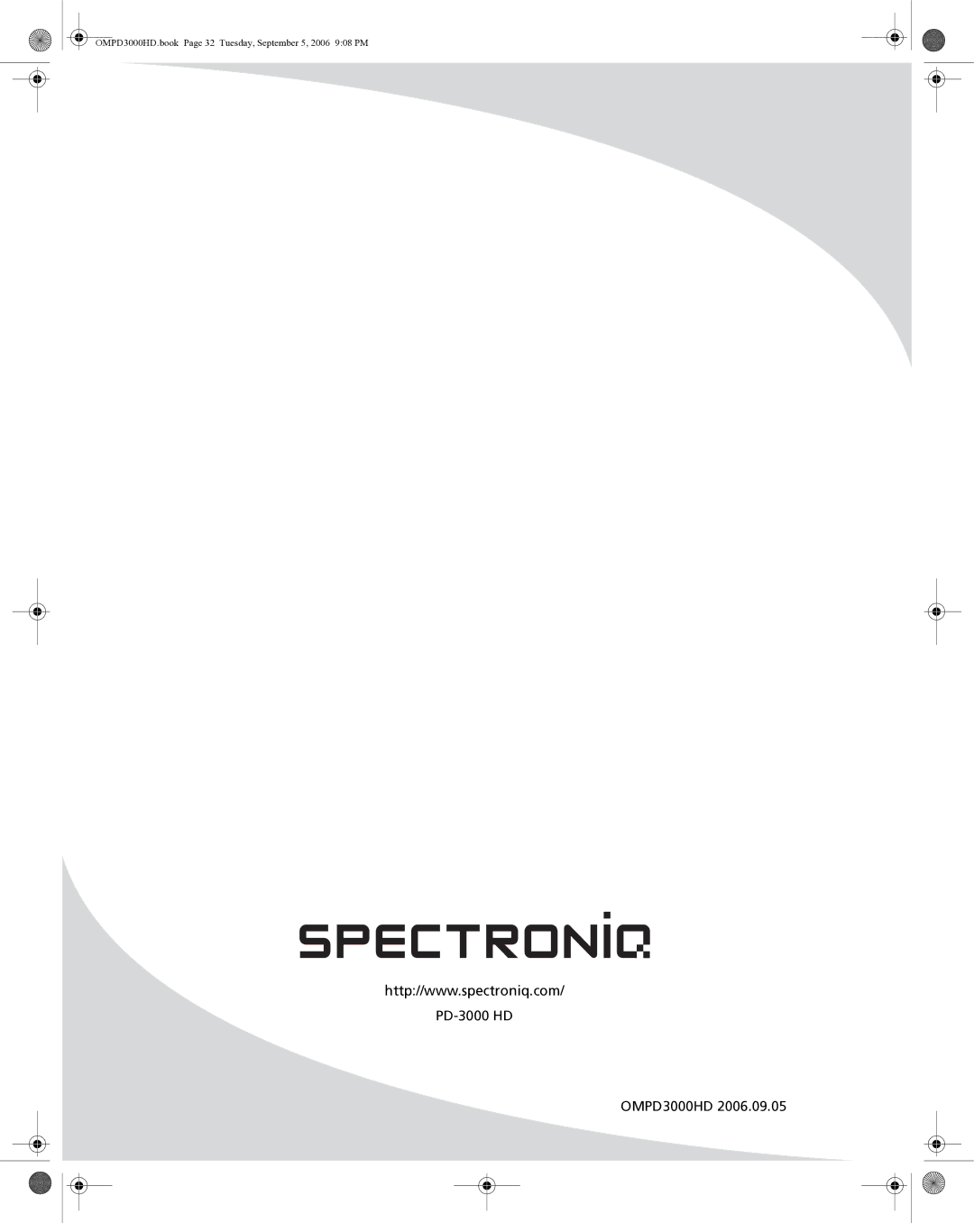 SpectronIQ PD-3000HD user manual PD-3000 HD OMPD3000HD 