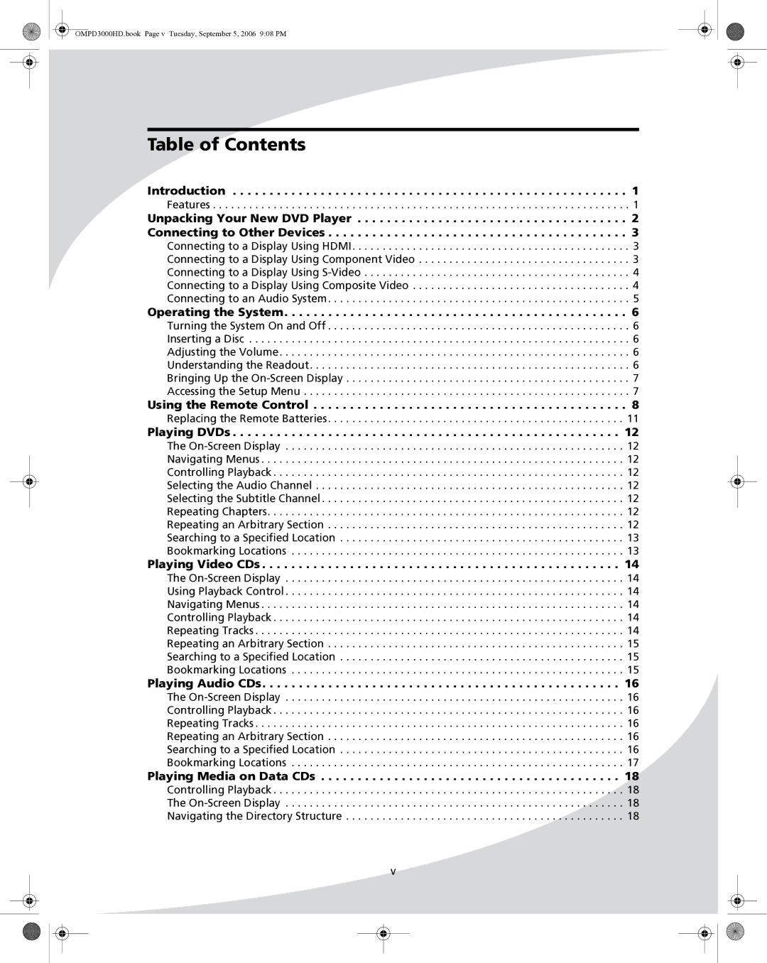 SpectronIQ PD-3000HD user manual Table of Contents 