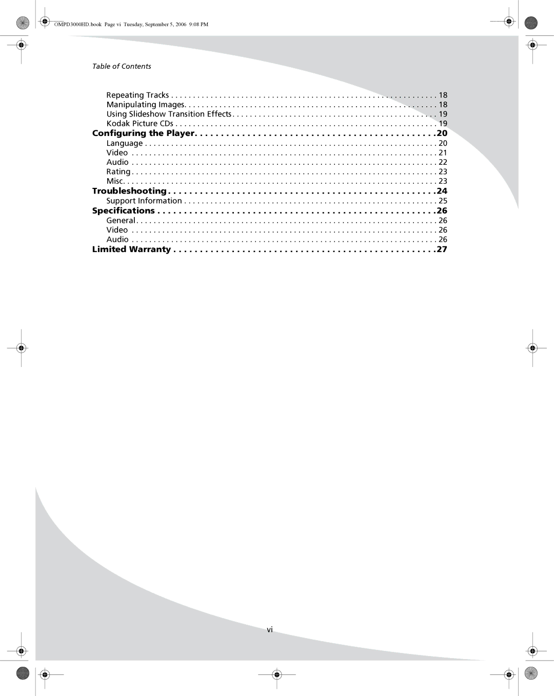 SpectronIQ PD-3000HD user manual Configuring the Player 