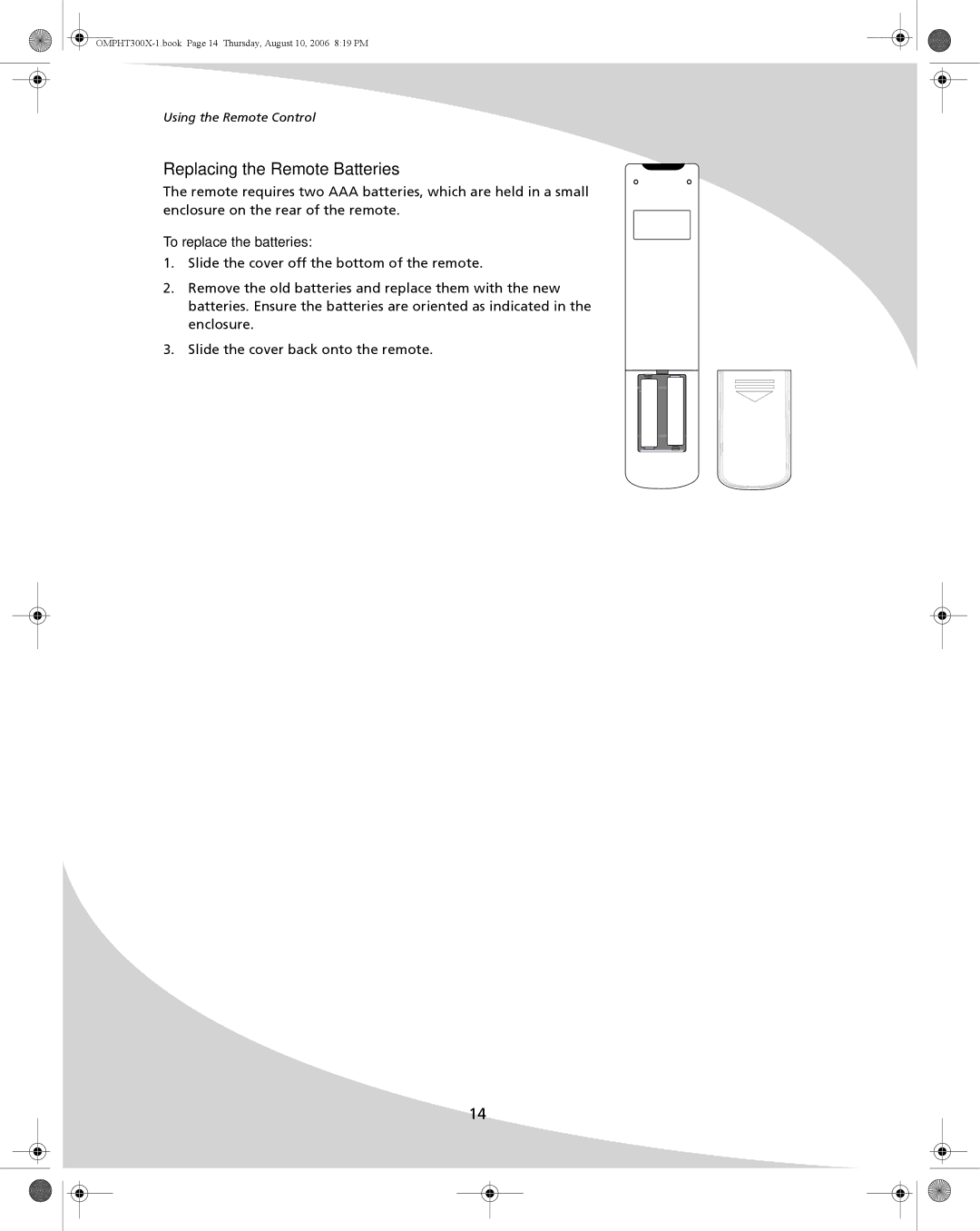 SpectronIQ PHT-300X user manual Replacing the Remote Batteries, To replace the batteries 