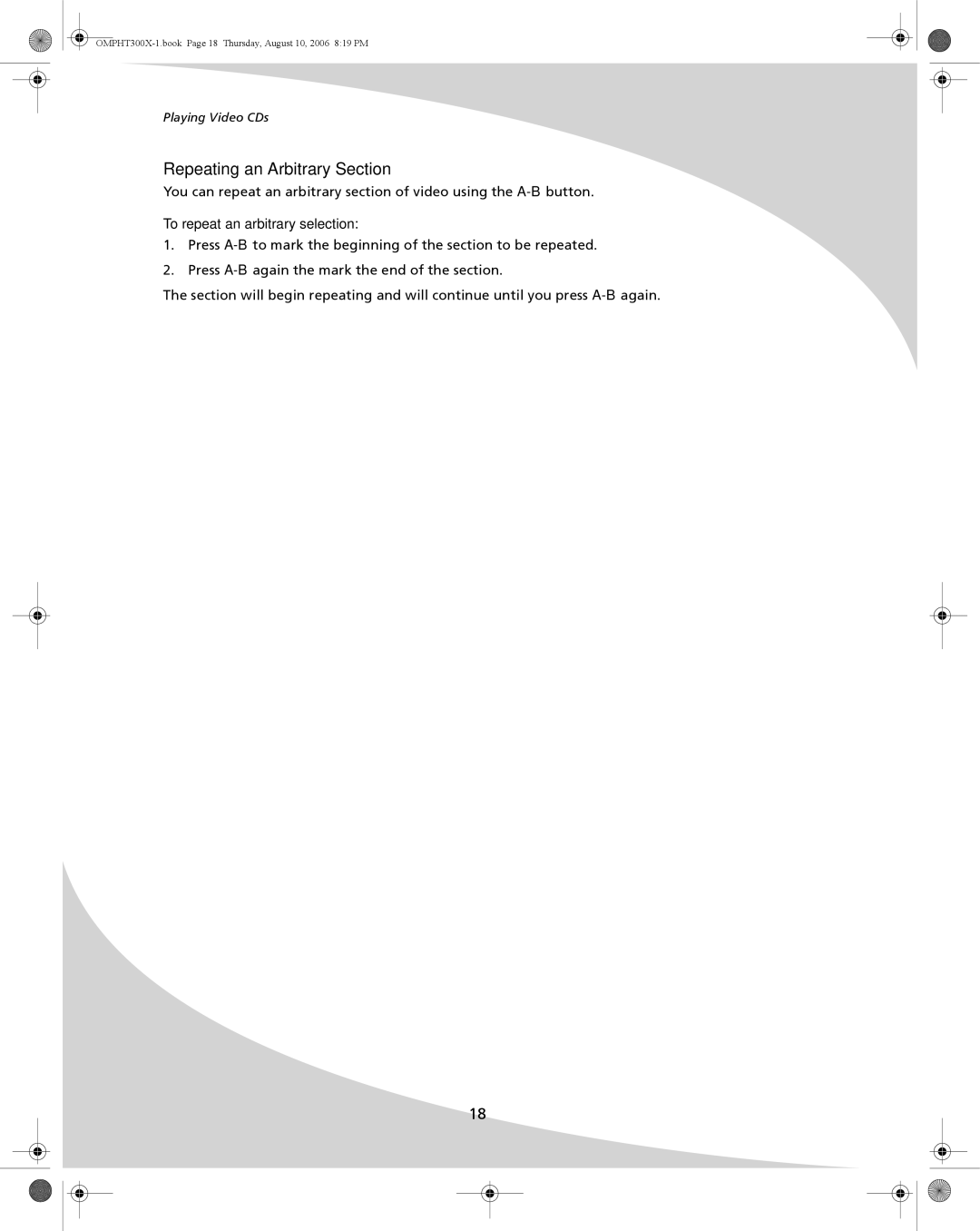 SpectronIQ PHT-300X user manual Playing Video CDs 