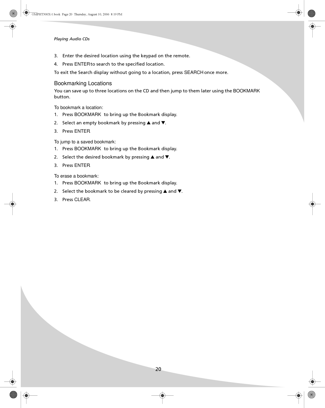 SpectronIQ PHT-300X user manual Playing Audio CDs 