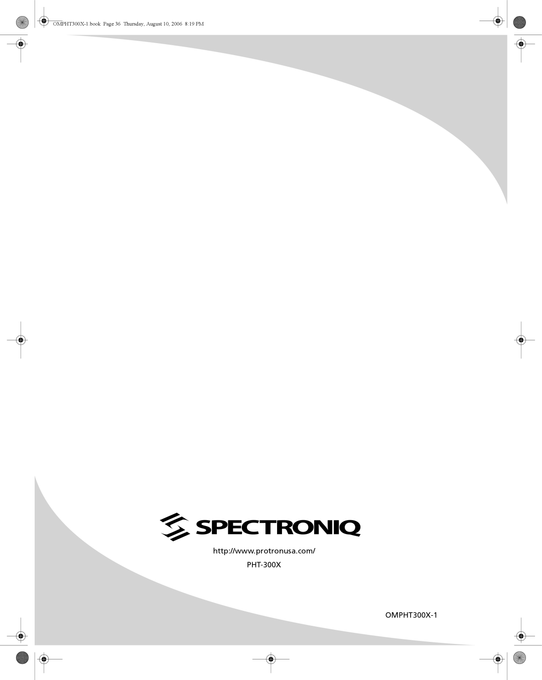 SpectronIQ PHT-300X user manual OMPHT300X-1 