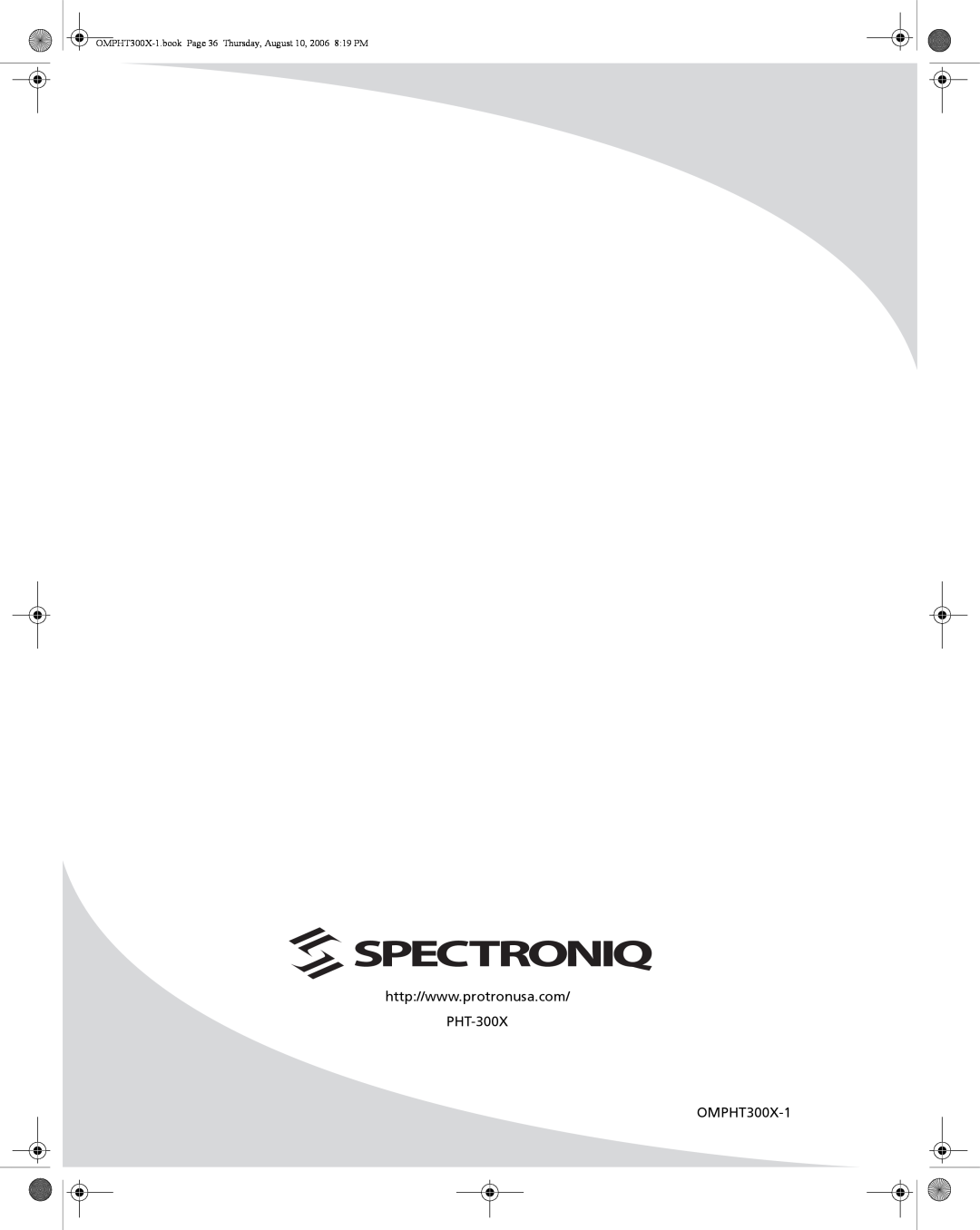 SpectronIQ PHT-300X user manual OMPHT300X-1 