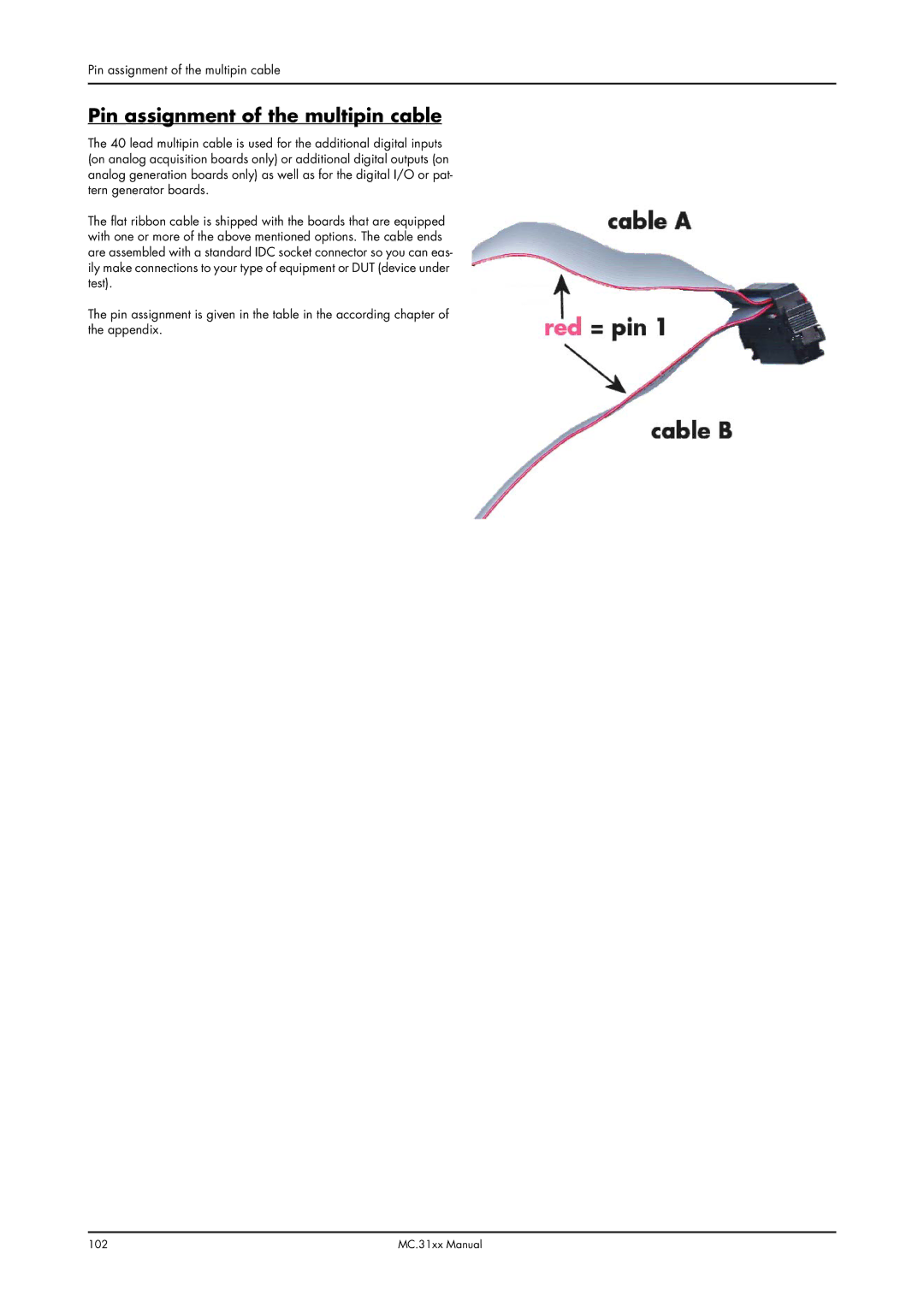 Spectrum Brands MC.31XX manual Pin assignment of the multipin cable 