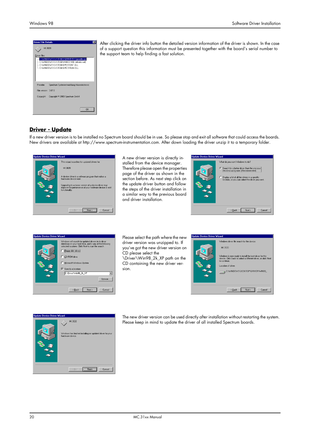 Spectrum Brands MC.31XX manual Driver Update 