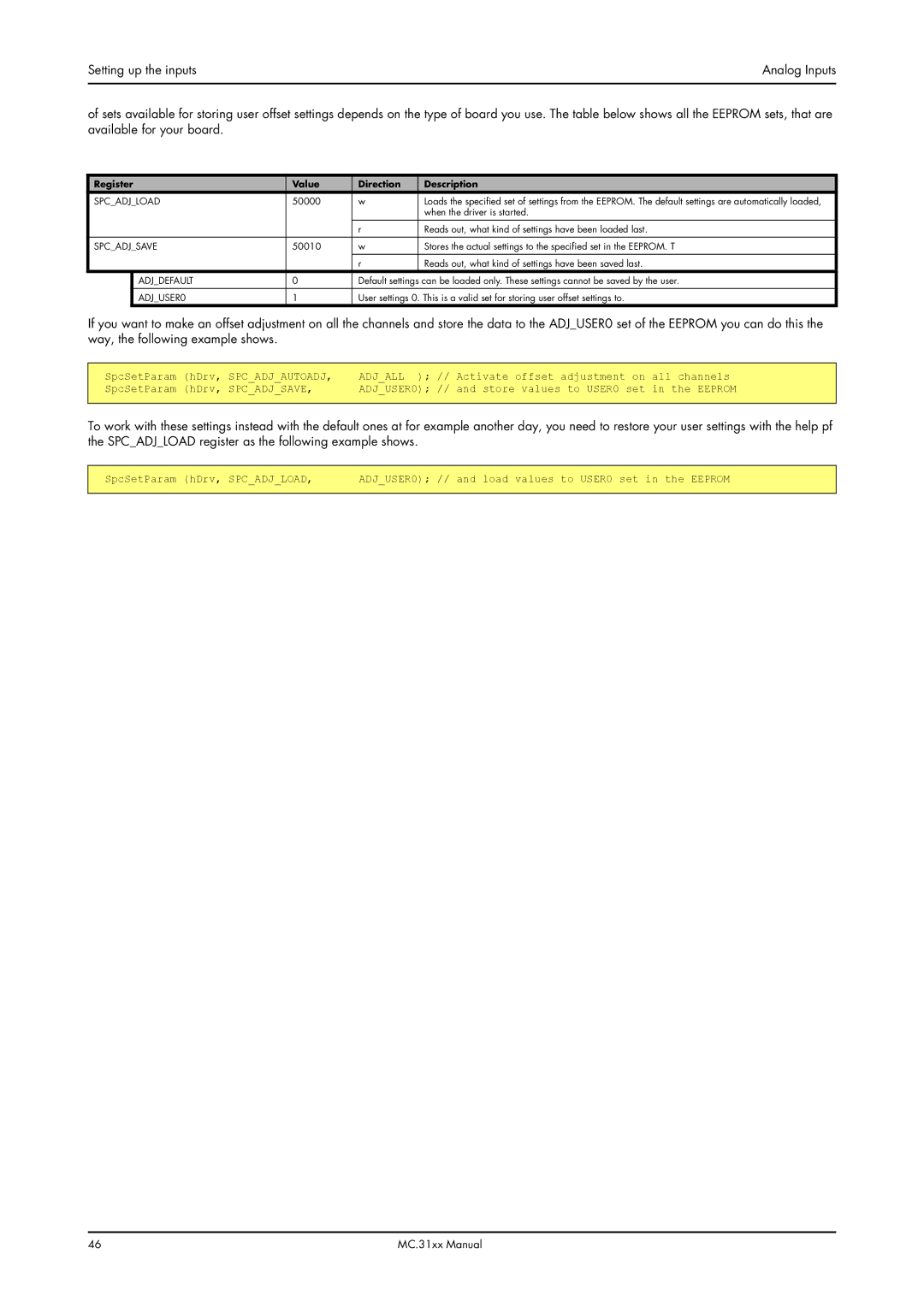 Spectrum Brands MC.31XX manual Spcadjautoadj Adjall, Spcadjsave ADJUSER0 