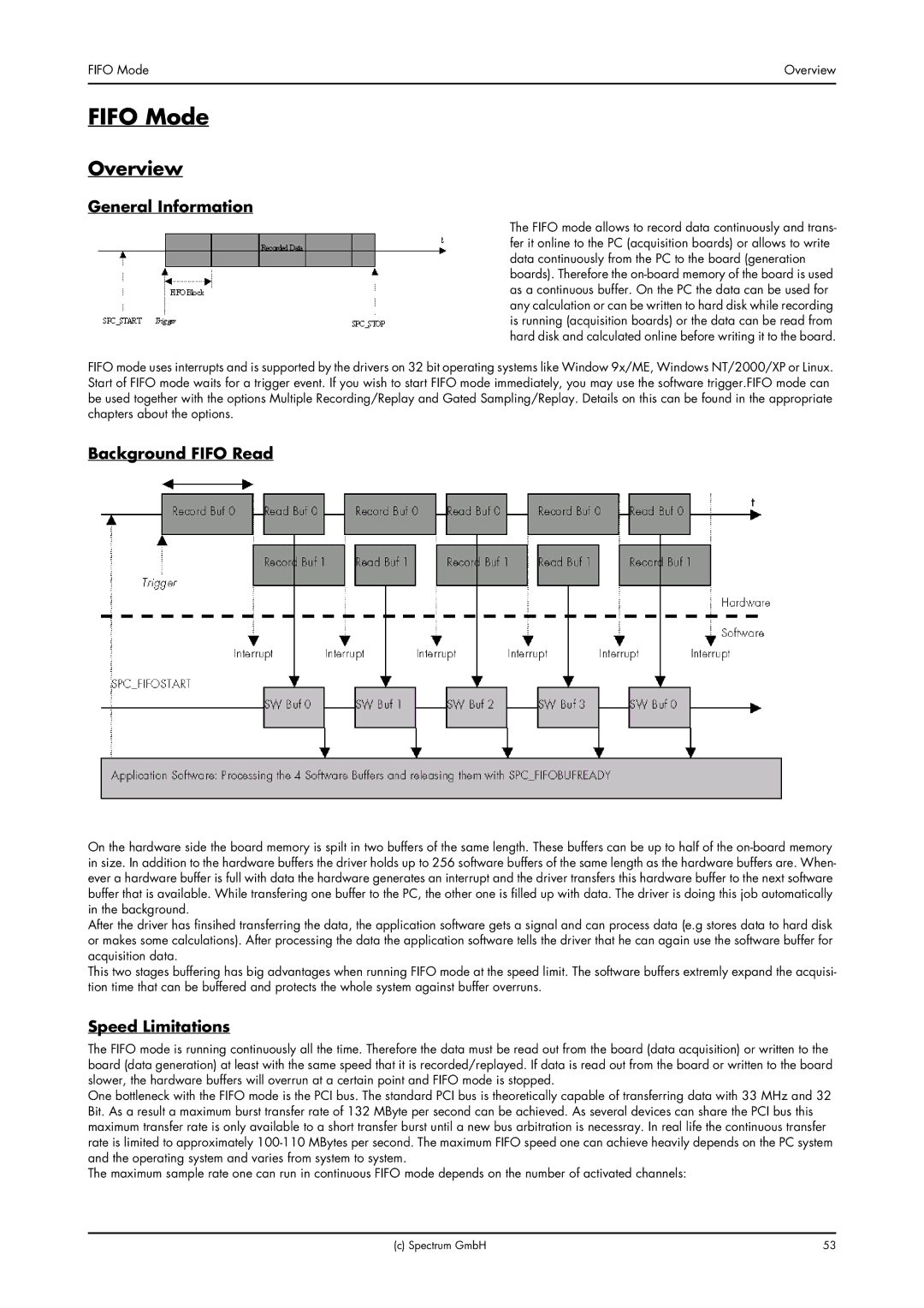 Spectrum Brands MC.31XX manual Fifo Mode, General Information, Background Fifo Read, Speed Limitations 