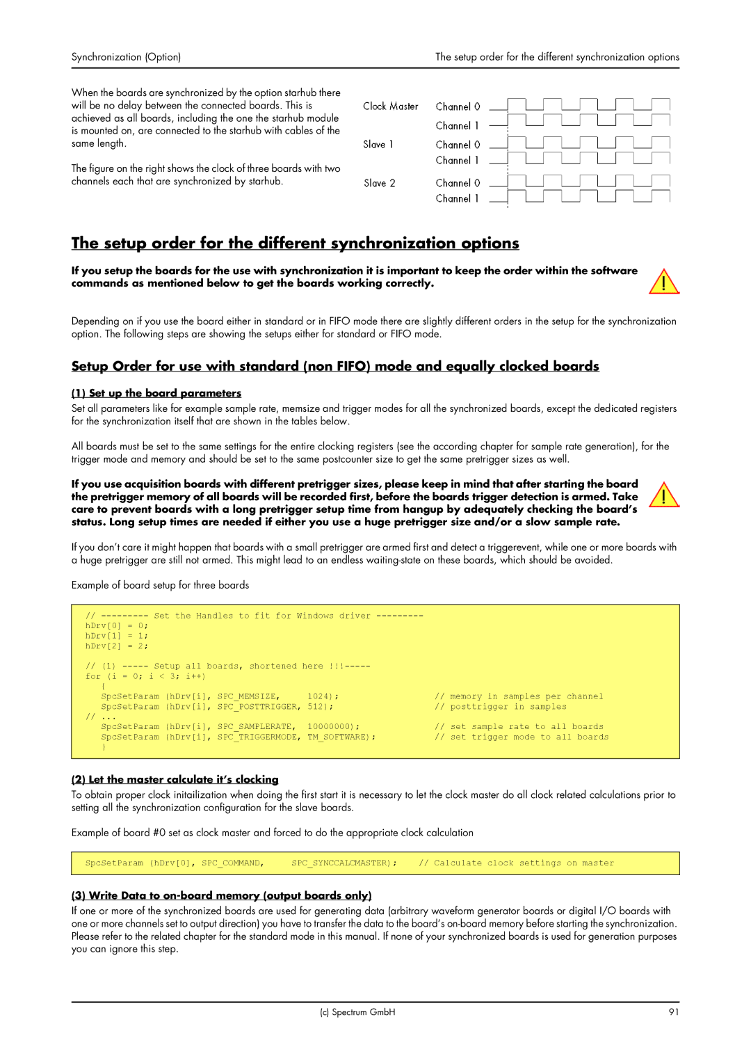 Spectrum Brands MC.31XX manual Setup order for the different synchronization options, Set up the board parameters 