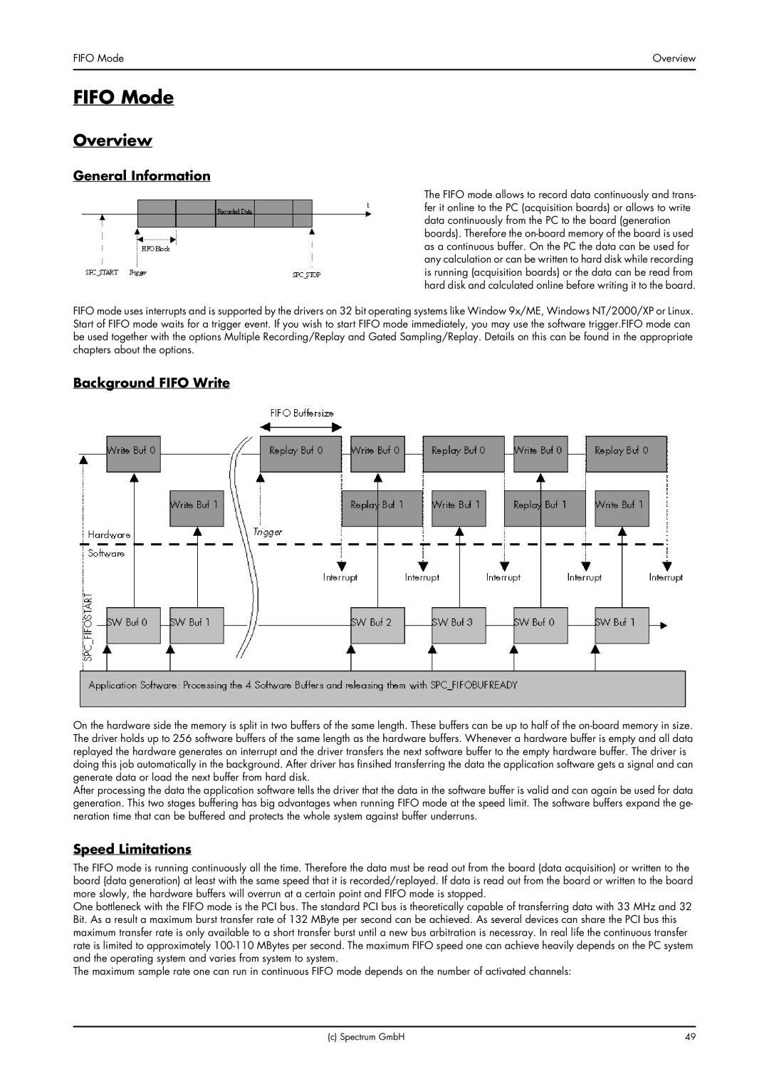 Spectrum Brands MI.61XX manual Fifo Mode, General Information, Background Fifo Write, Speed Limitations 