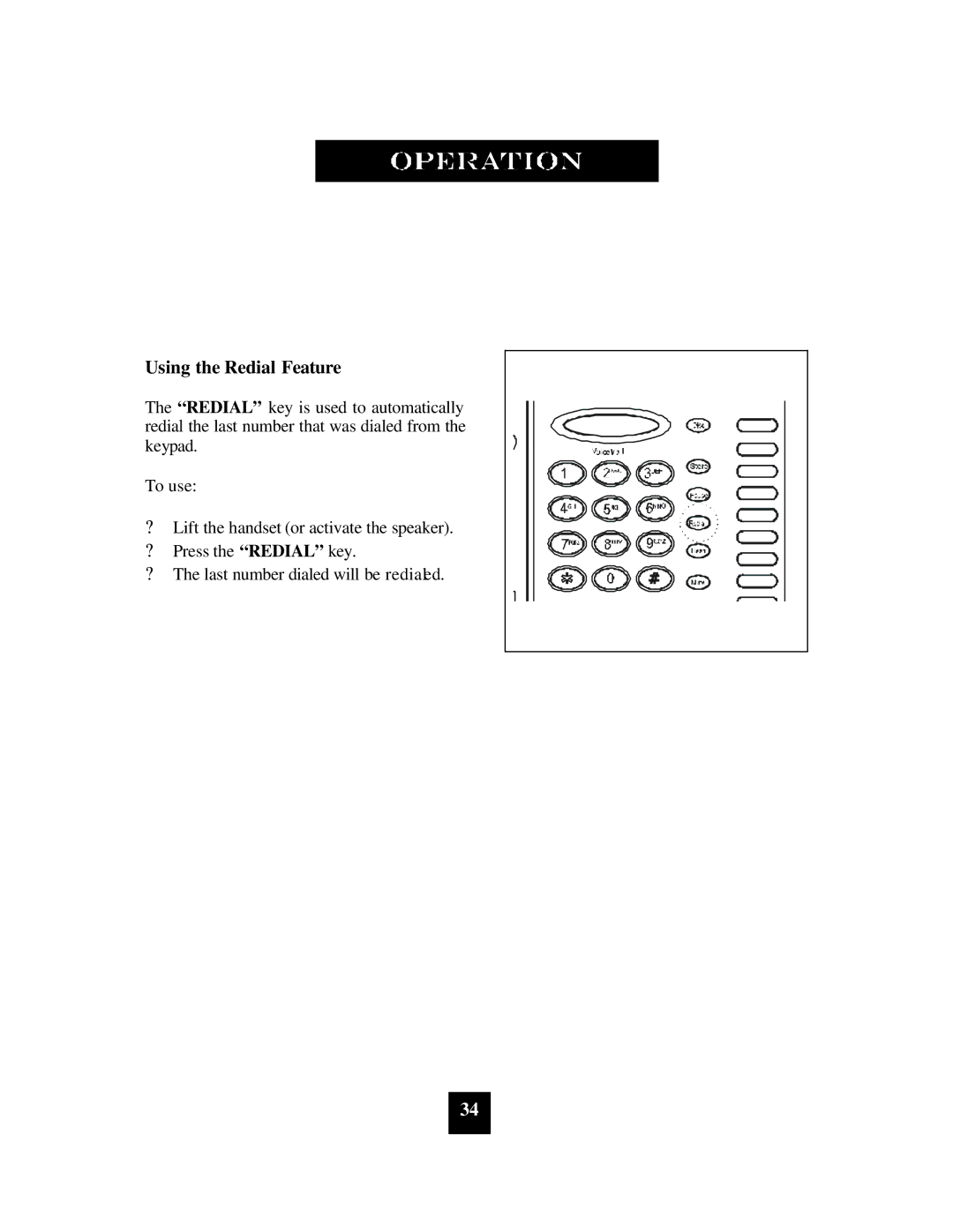 Spectrum Brands SP-400 manual Using the Redial Feature 