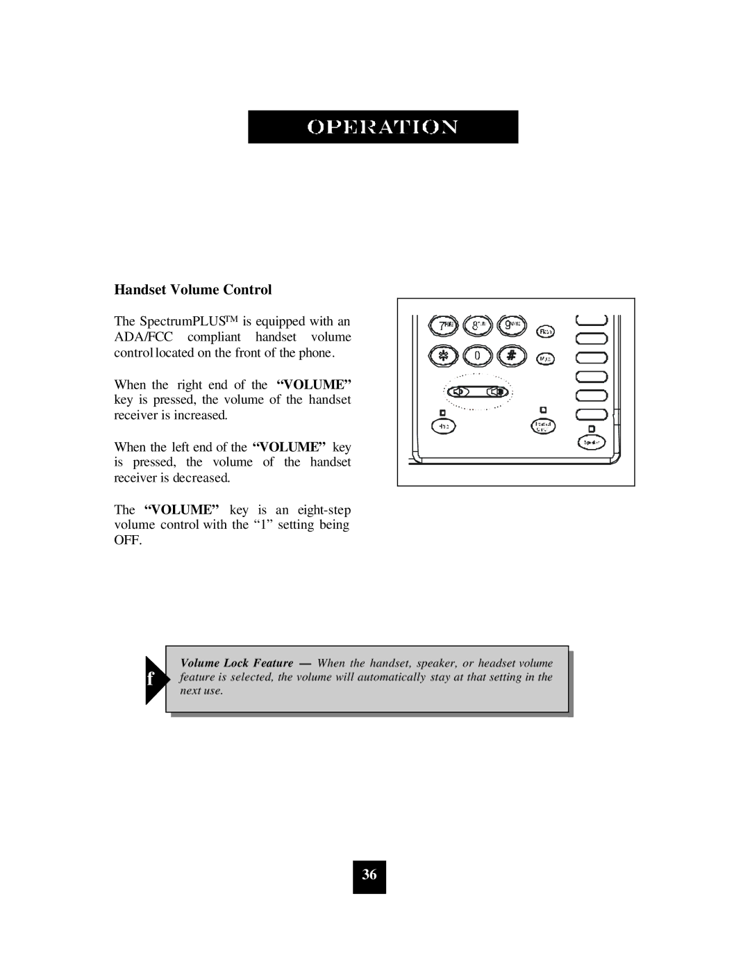 Spectrum Brands SP-400 manual Handset Volume Control 