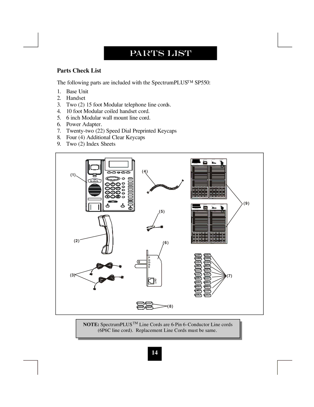 Spectrum Brands SP-550 manual Parts Check List 