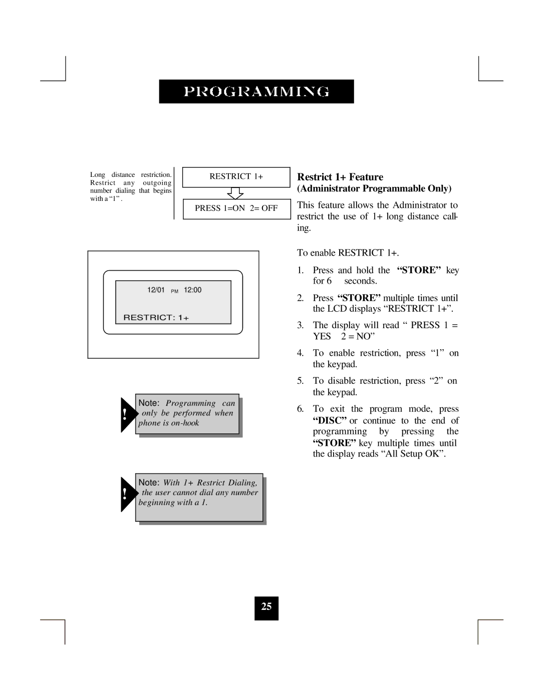 Spectrum Brands SP-550 manual Restrict 1+ Feature 