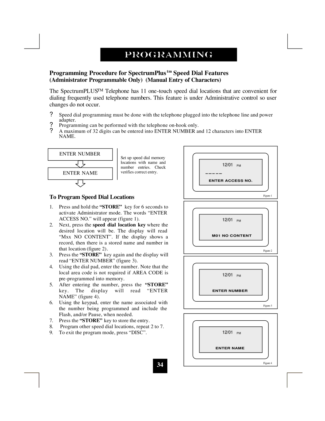 Spectrum Brands SP-550 manual Administrator Programmable Only Manual Entry of Characters, To Program Speed Dial Locations 