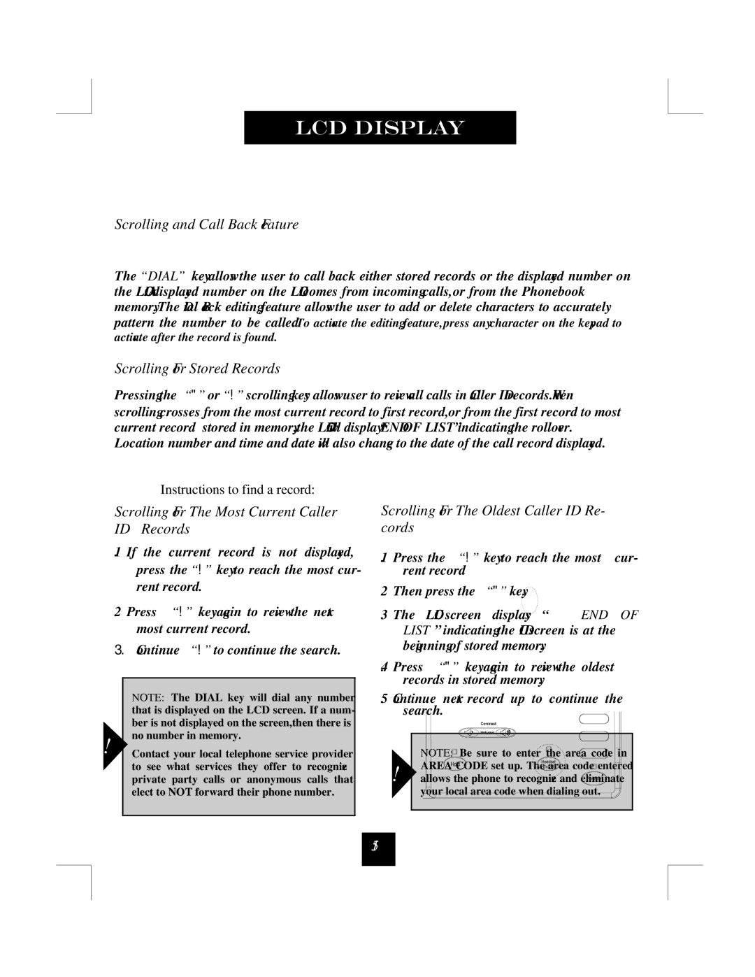 Spectrum Brands SP-550 manual Scrolling and Call Back Feature, Scrolling For Stored Records 