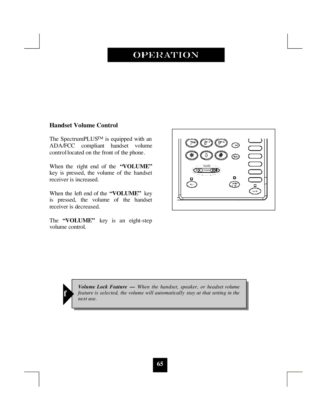 Spectrum Brands SP-550 manual Handset Volume Control 