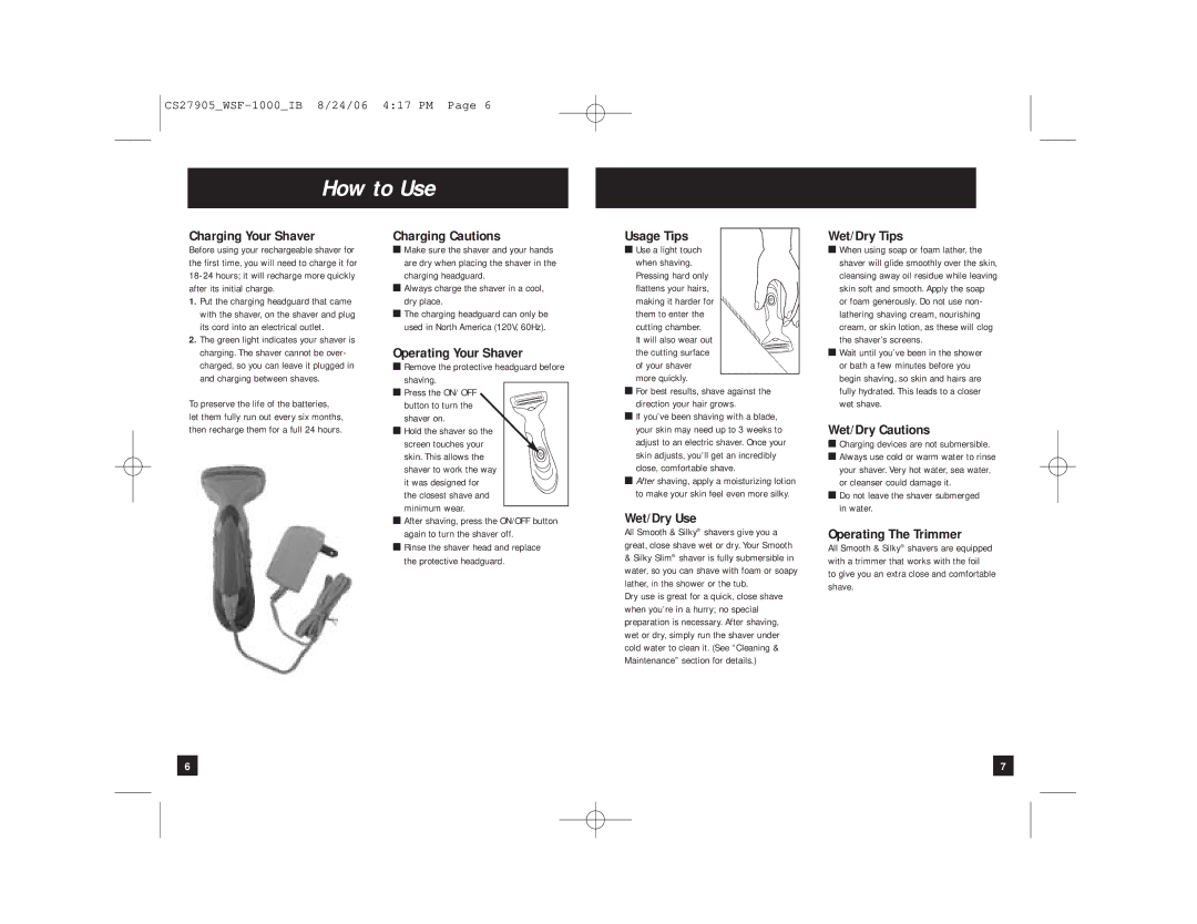 Spectrum Brands WSF-1000 manual How to Use 