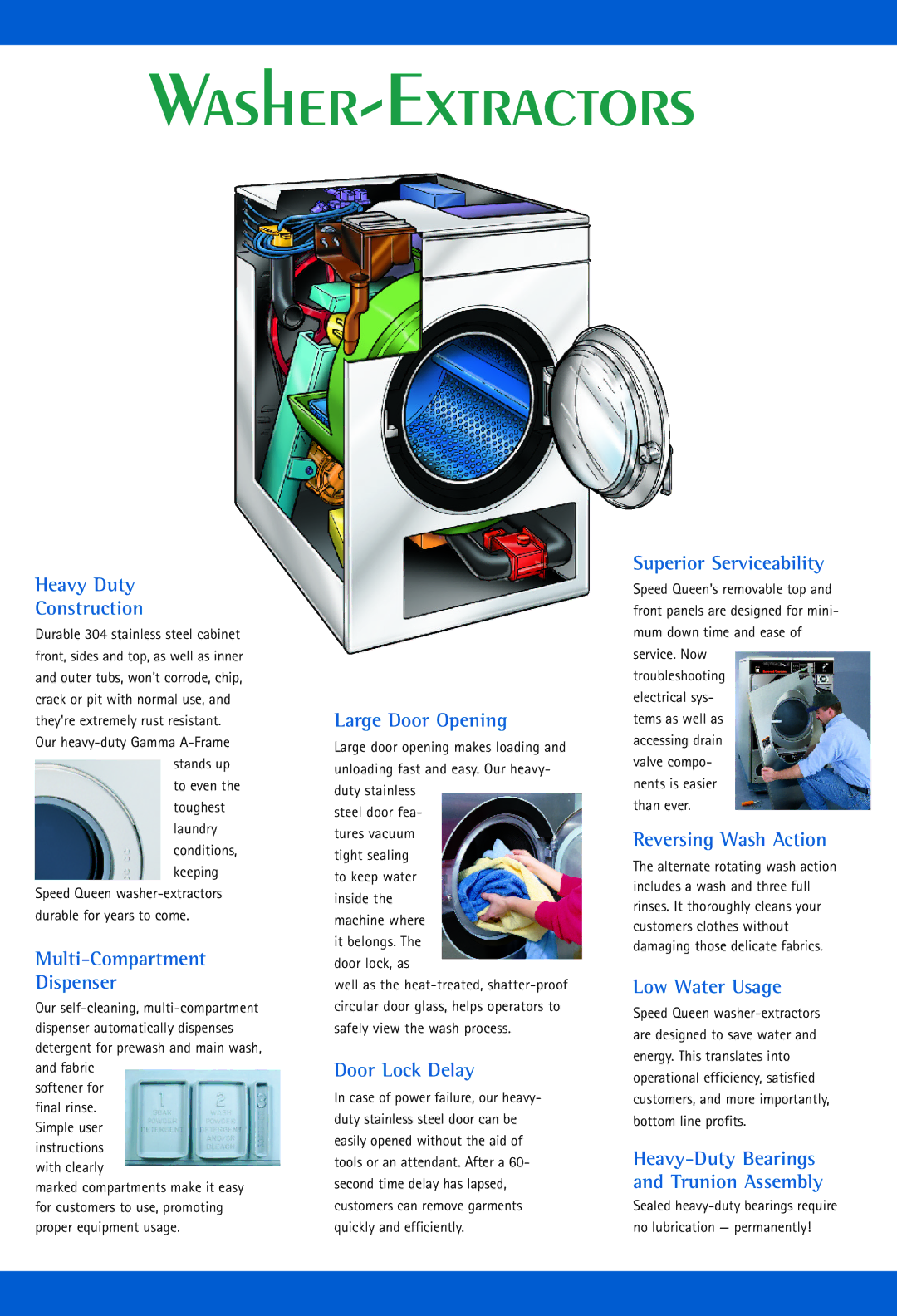 Speed Queen 60 lb Heavy Duty Construction, Large Door Opening, Door Lock Delay, Superior Serviceability, Low Water Usage 