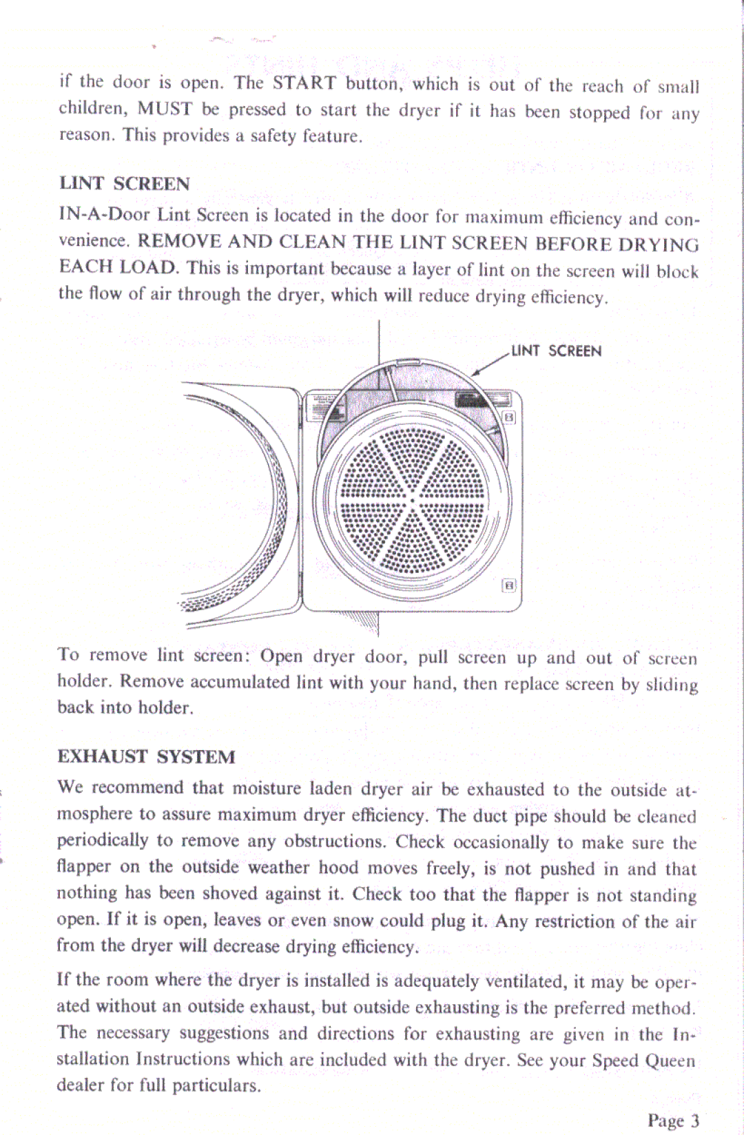 Speed Queen DE1020, DE1021 manual 