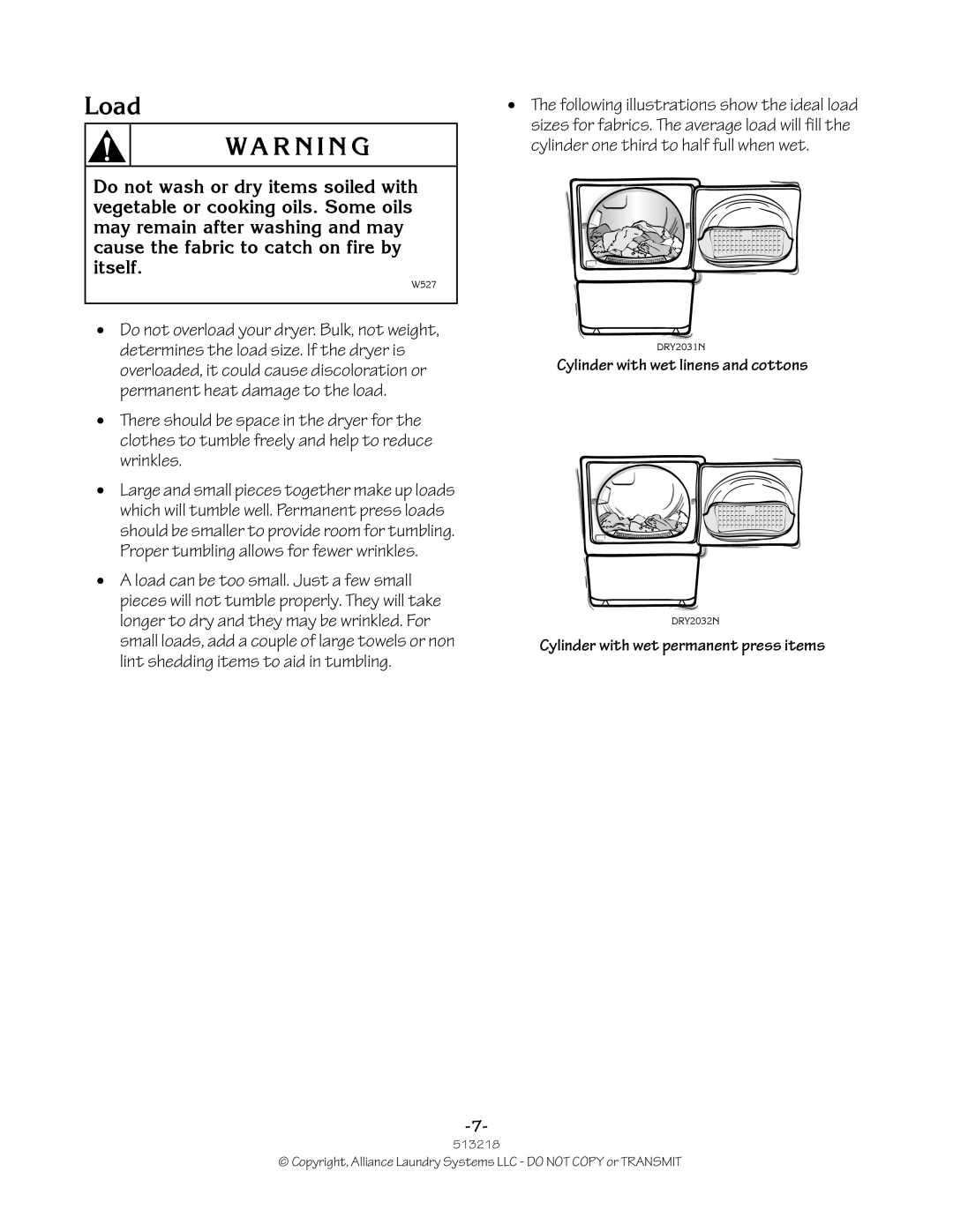 Speed Queen HVR-M15N/M15P manual Load 