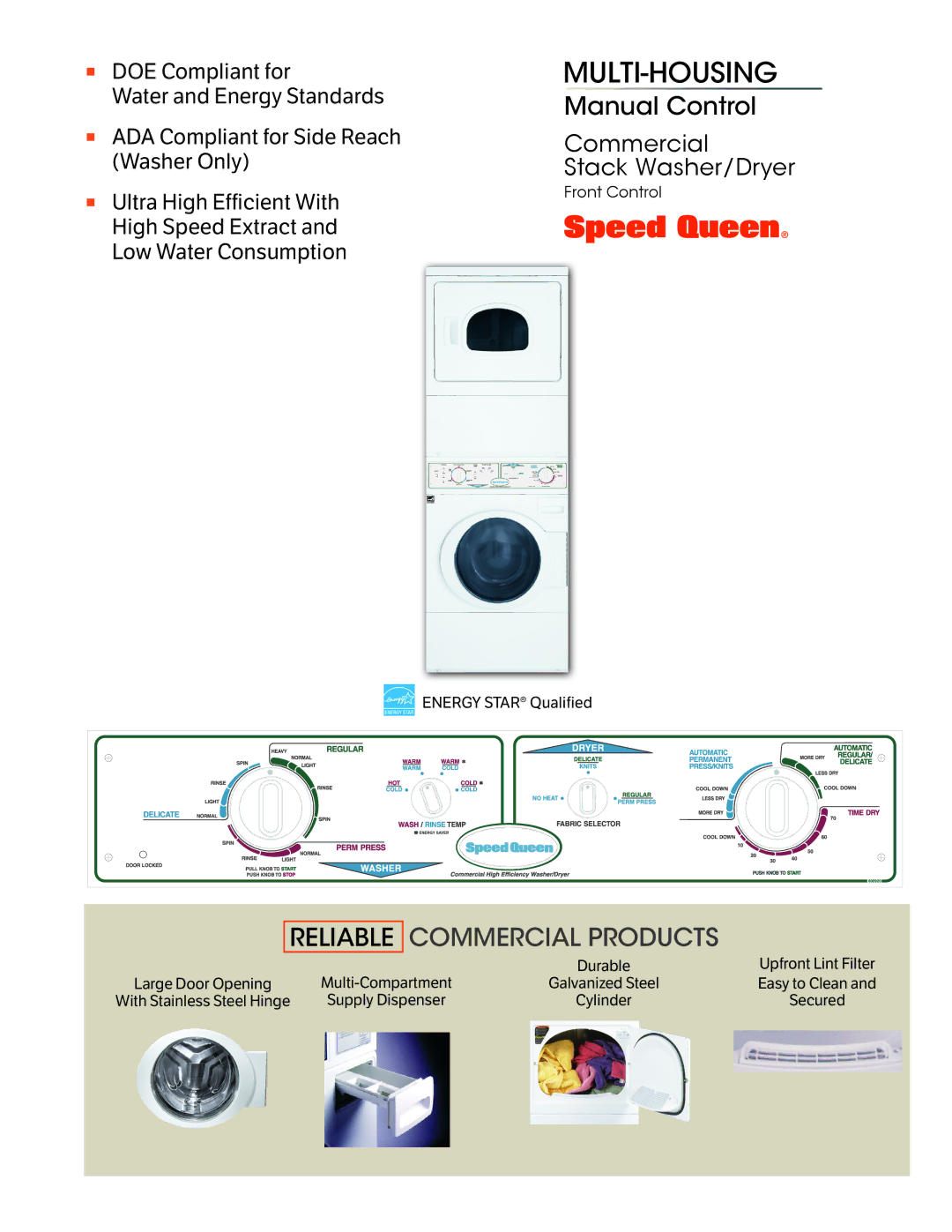 Speed Queen LTSA7AWN1500, LTSA9AWN manual Multi-Housing, Reliable Commercial Products 