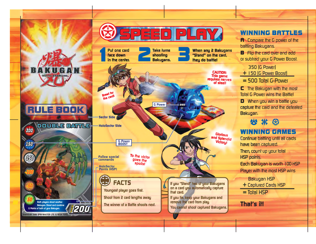 Spin Master Bakugan: Battle Brawlers manual Winning Battles, Winning Games 