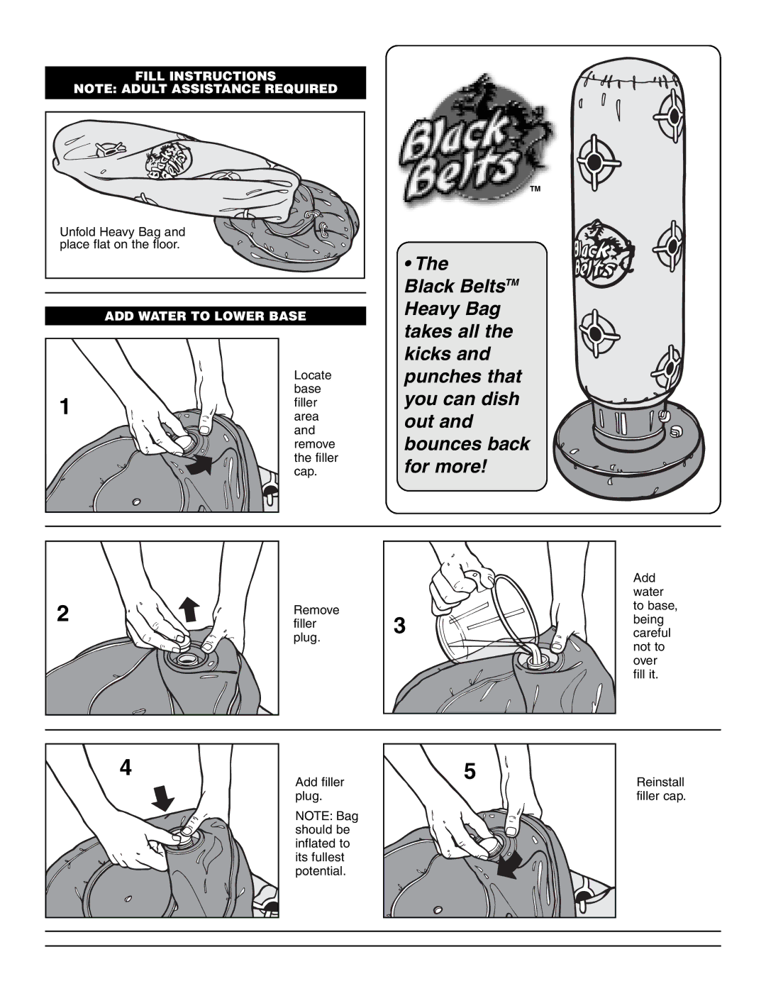 Spin Master Black Belts manual Fill Instructions, ADD Water to Lower Base 