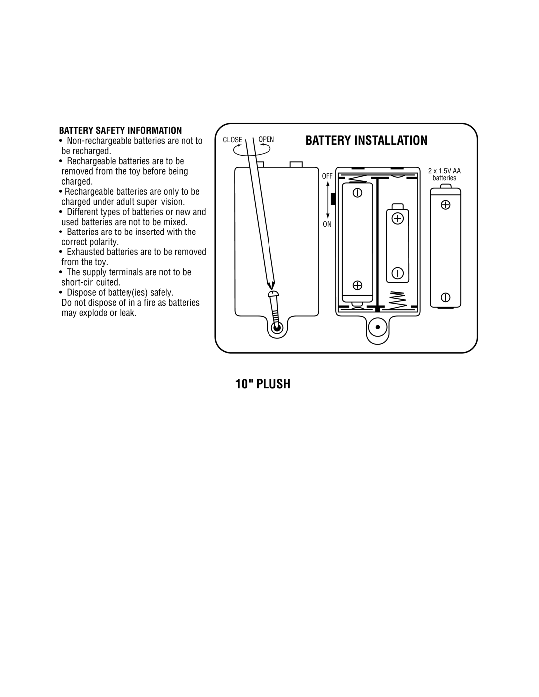 Spin Master Wiggles Musical Plush manual Battery Safety Information 