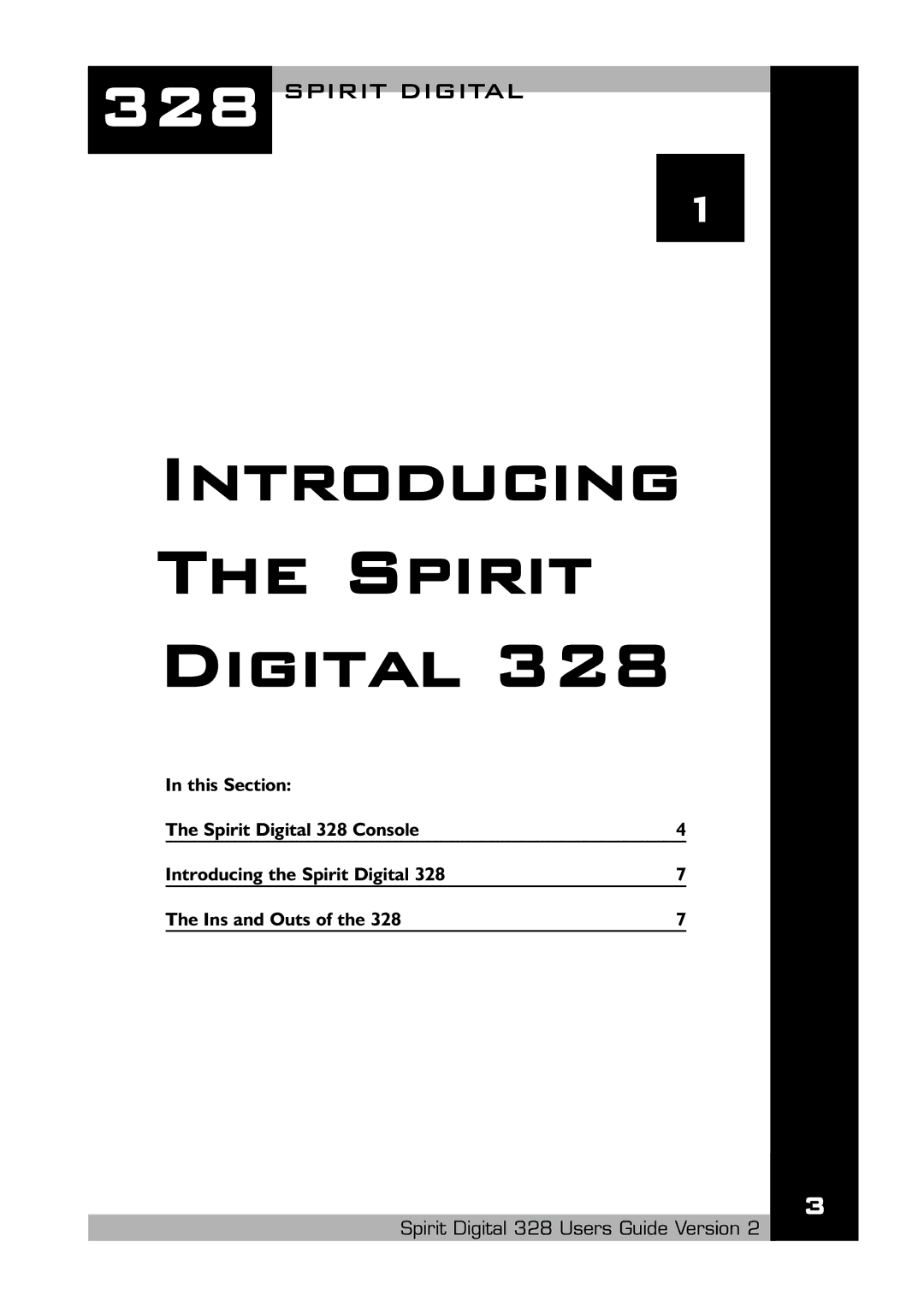 Spirit 328 specifications Introducing Spirit Digital 