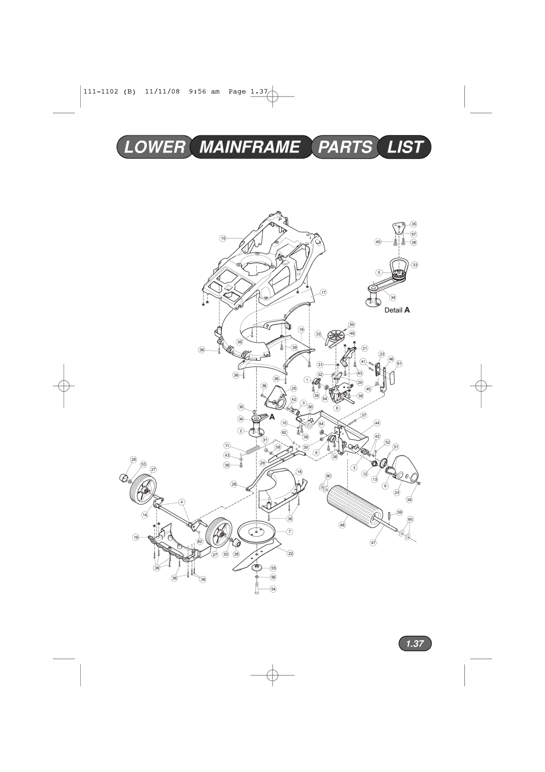 Spirit 619E, 617E manual Lower Mainframe Parts List 