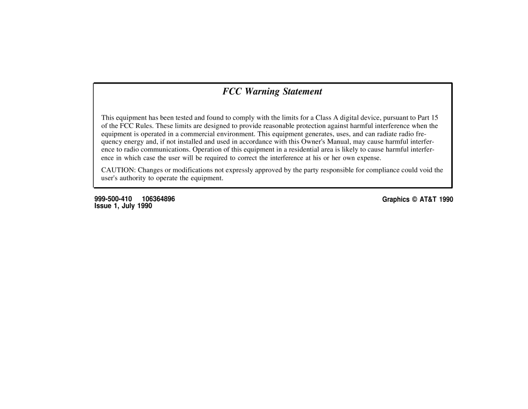 Spirit Communications System ConnecT/R owner manual FCC Warning Statement 