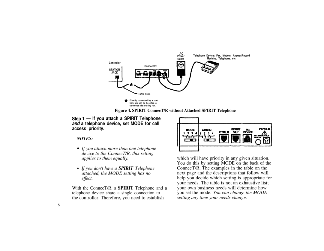 Spirit Communications System ConnecT/R owner manual Spirit ConnecT/R without Attached Spirit Telephone 