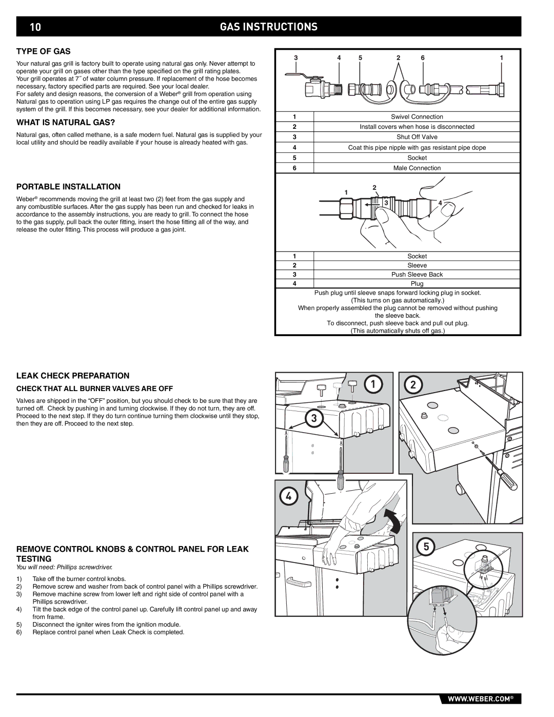 Spirit E/EP - 210/310 manual Type of GAS, What is Natural GAS?, Portable Installation, Leak Check Preparation 