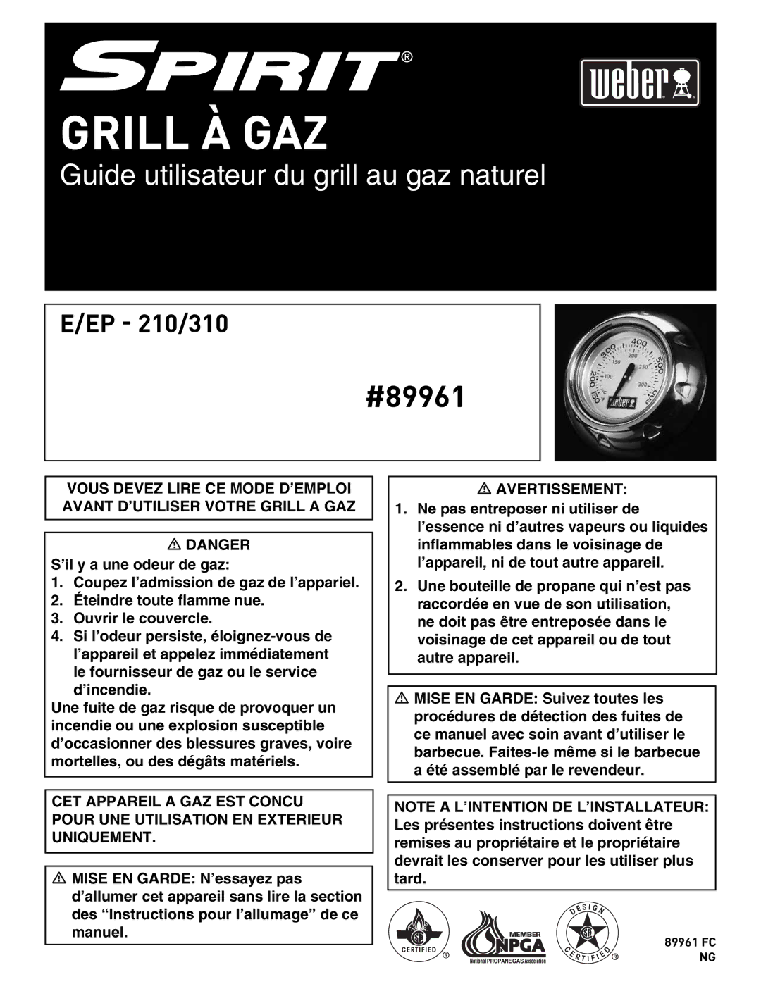 Spirit E/EP - 210/310 manual Grill À GAZ 