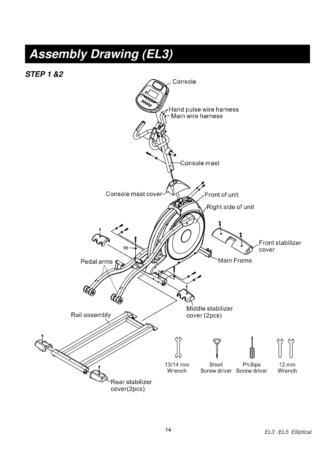 Spirit EL 5 Elliptical, EL 3 Elliptical owner manual Assembly Drawing EL3 