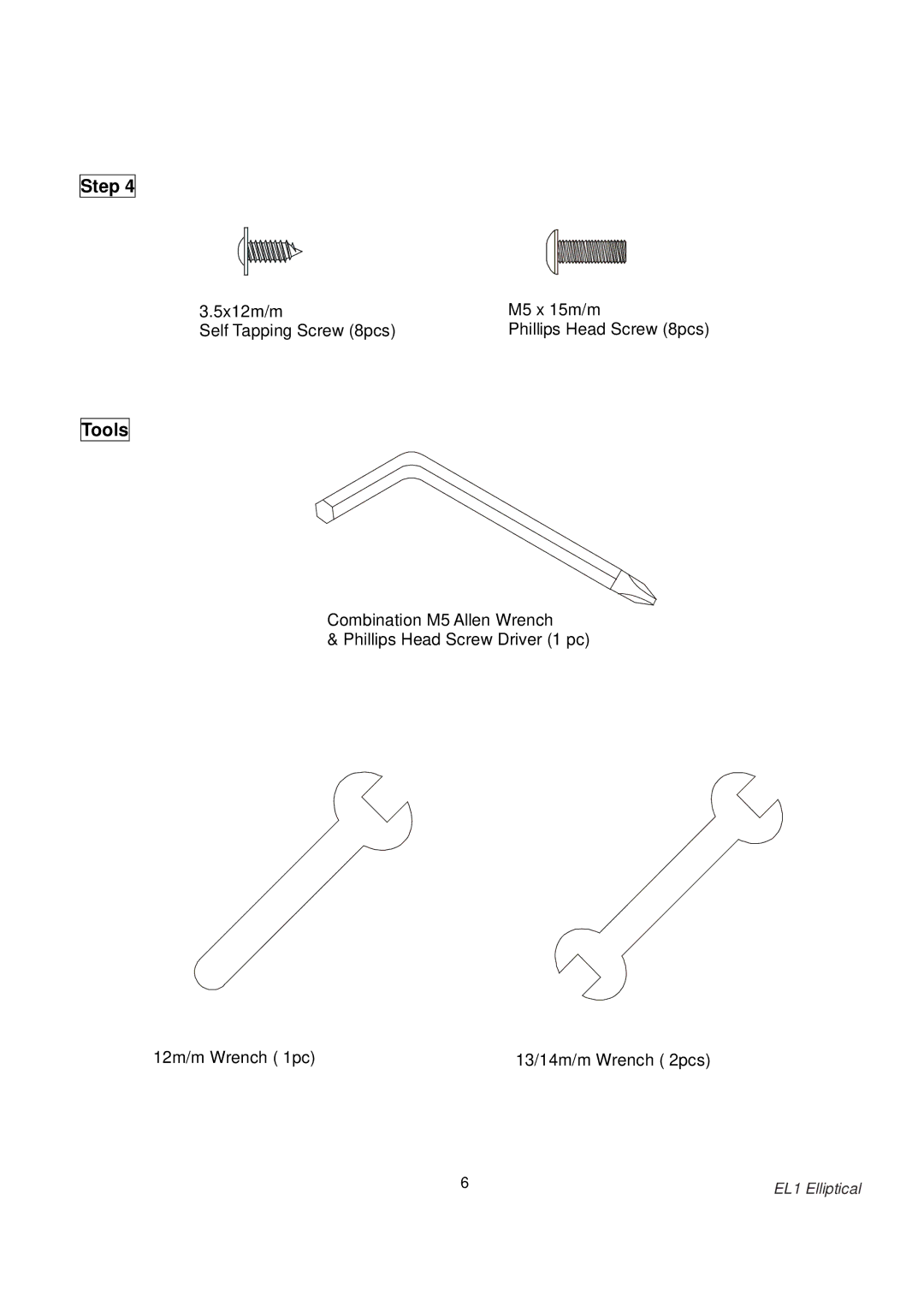 Spirit EL1 owner manual Tools 