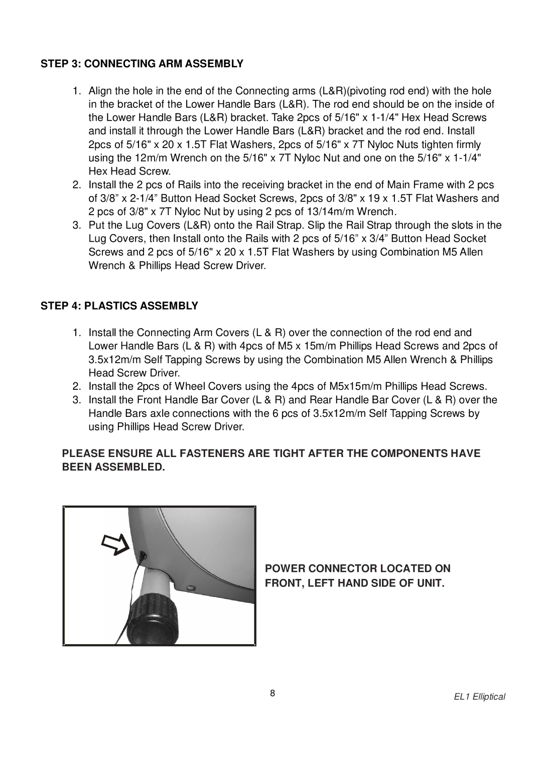 Spirit EL1 owner manual Connecting ARM Assembly 