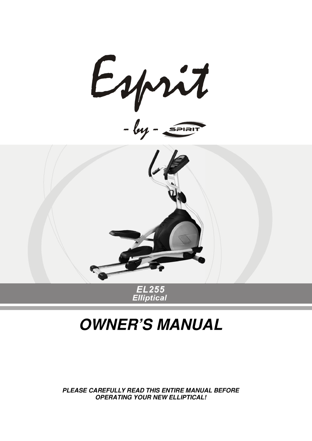 Spirit EL255 owner manual 