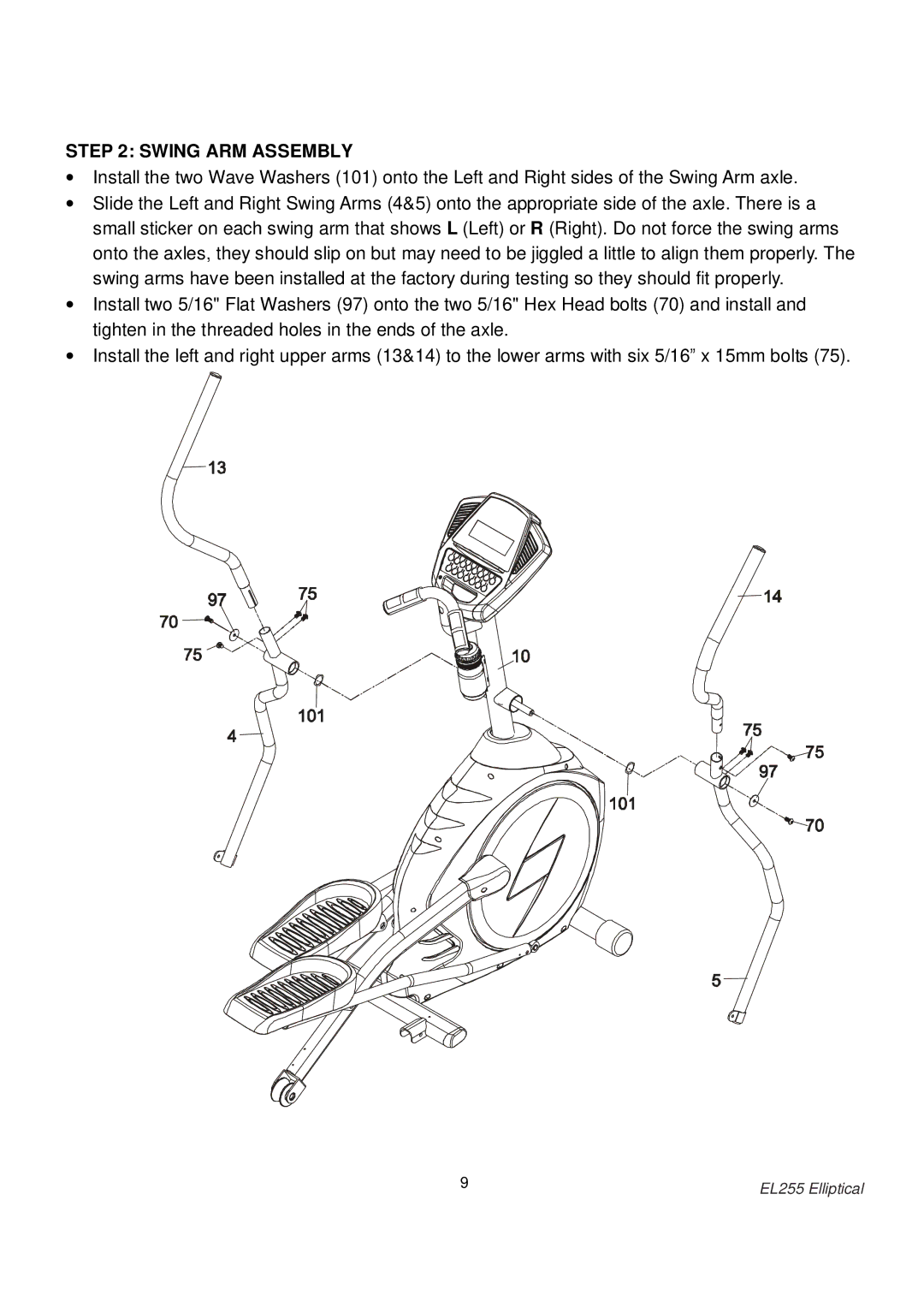 Spirit EL255 owner manual Swing ARM Assembly 