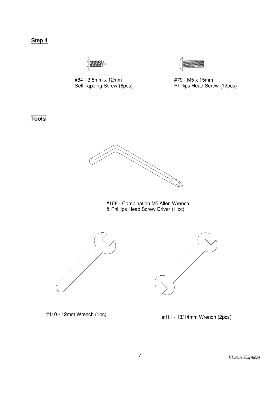 Spirit EL255 owner manual Tools 