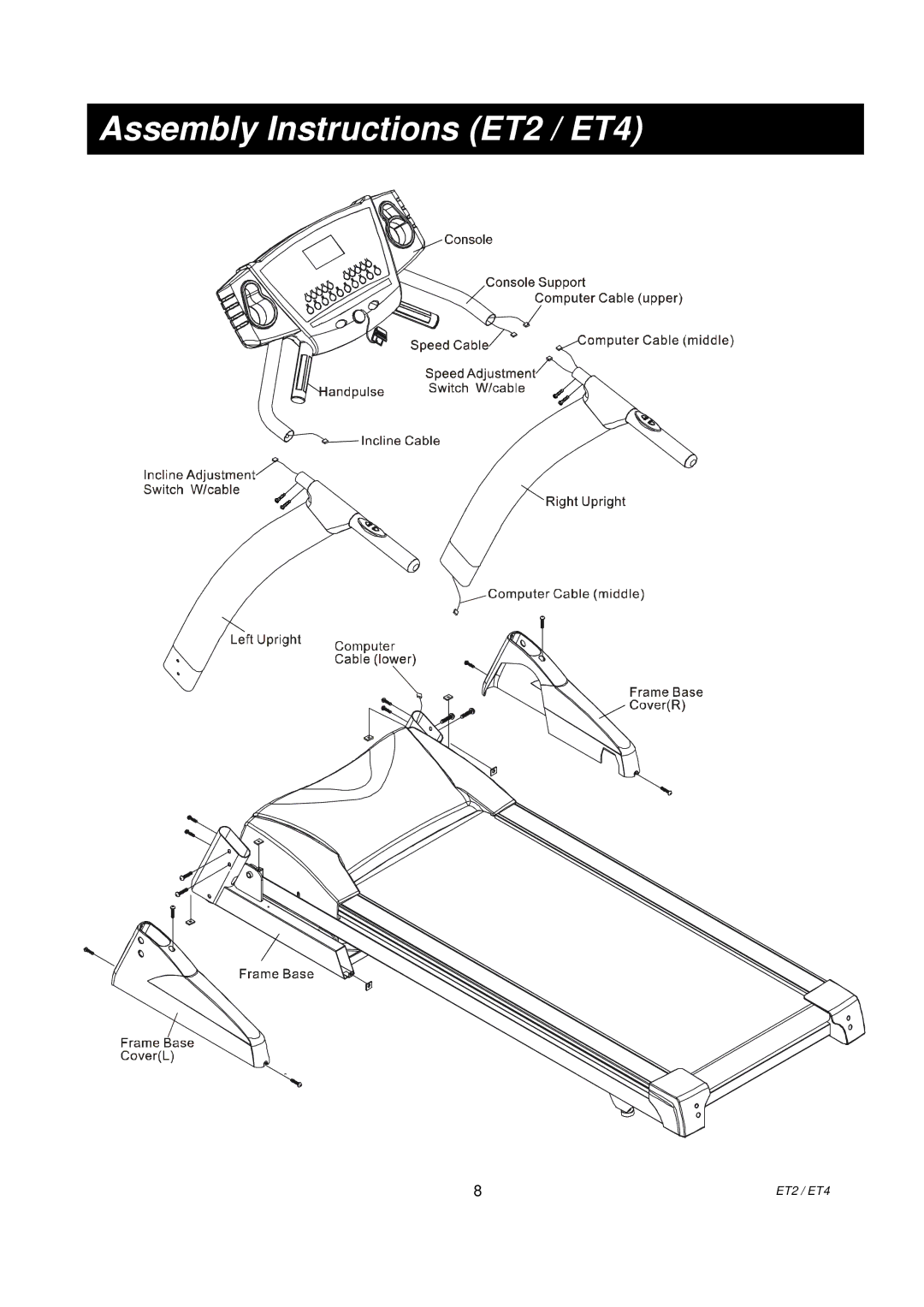 Spirit owner manual Assembly Instructions ET2 / ET4 