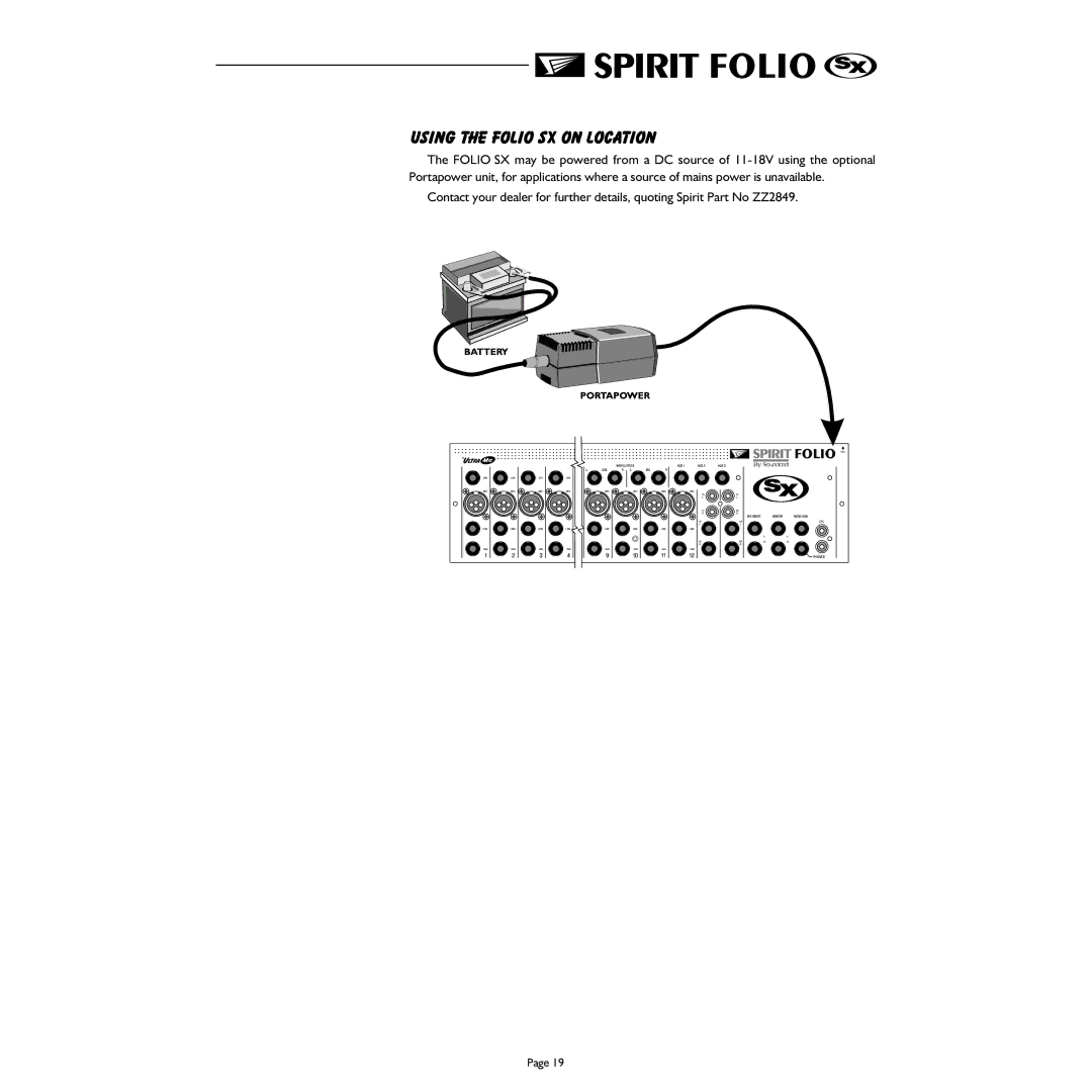 Spirit FOLIO SX mixer manual Using the Folio SX on Location 