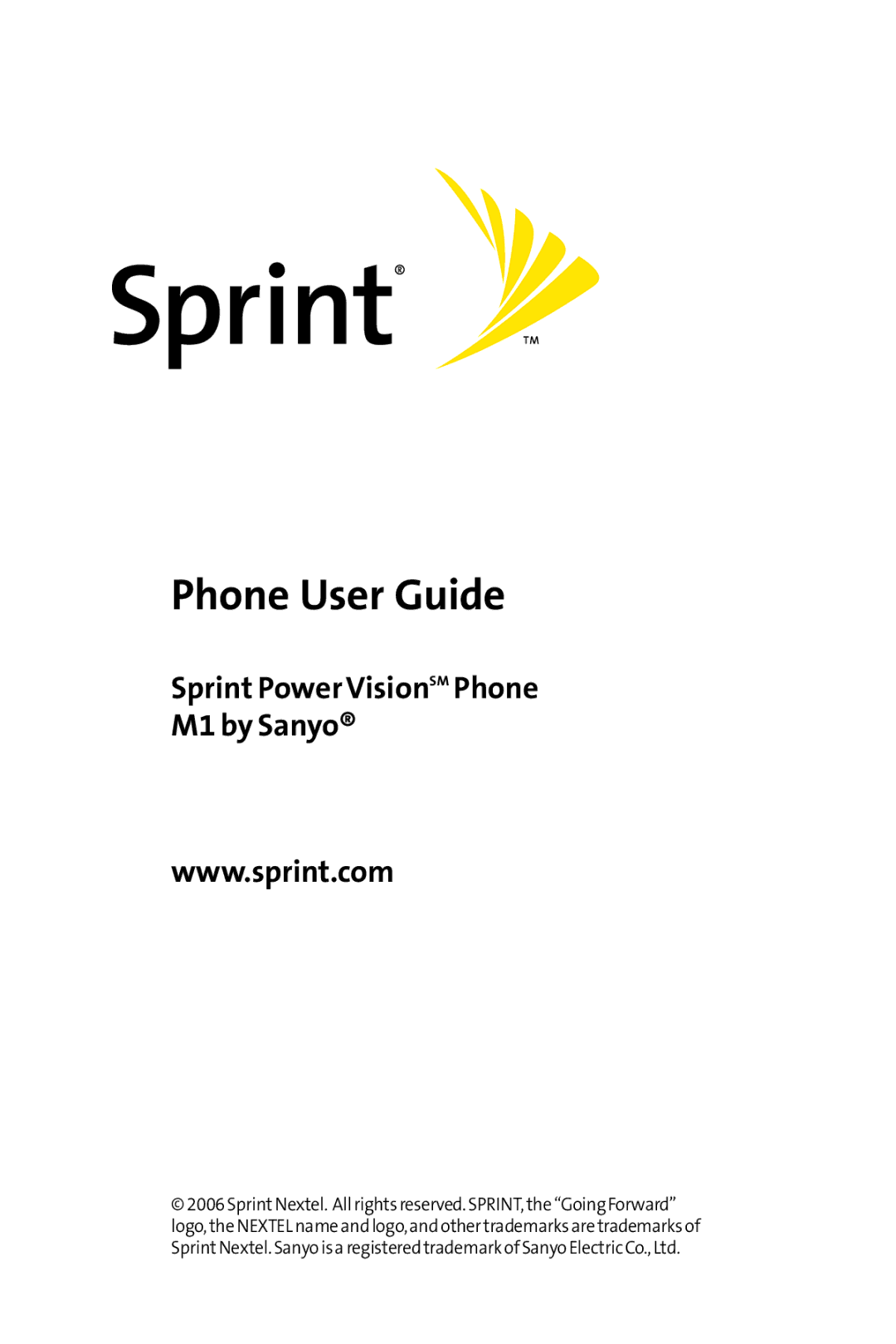 Spirit manual Sprint Power VisionSM Phone M1 by Sanyo 