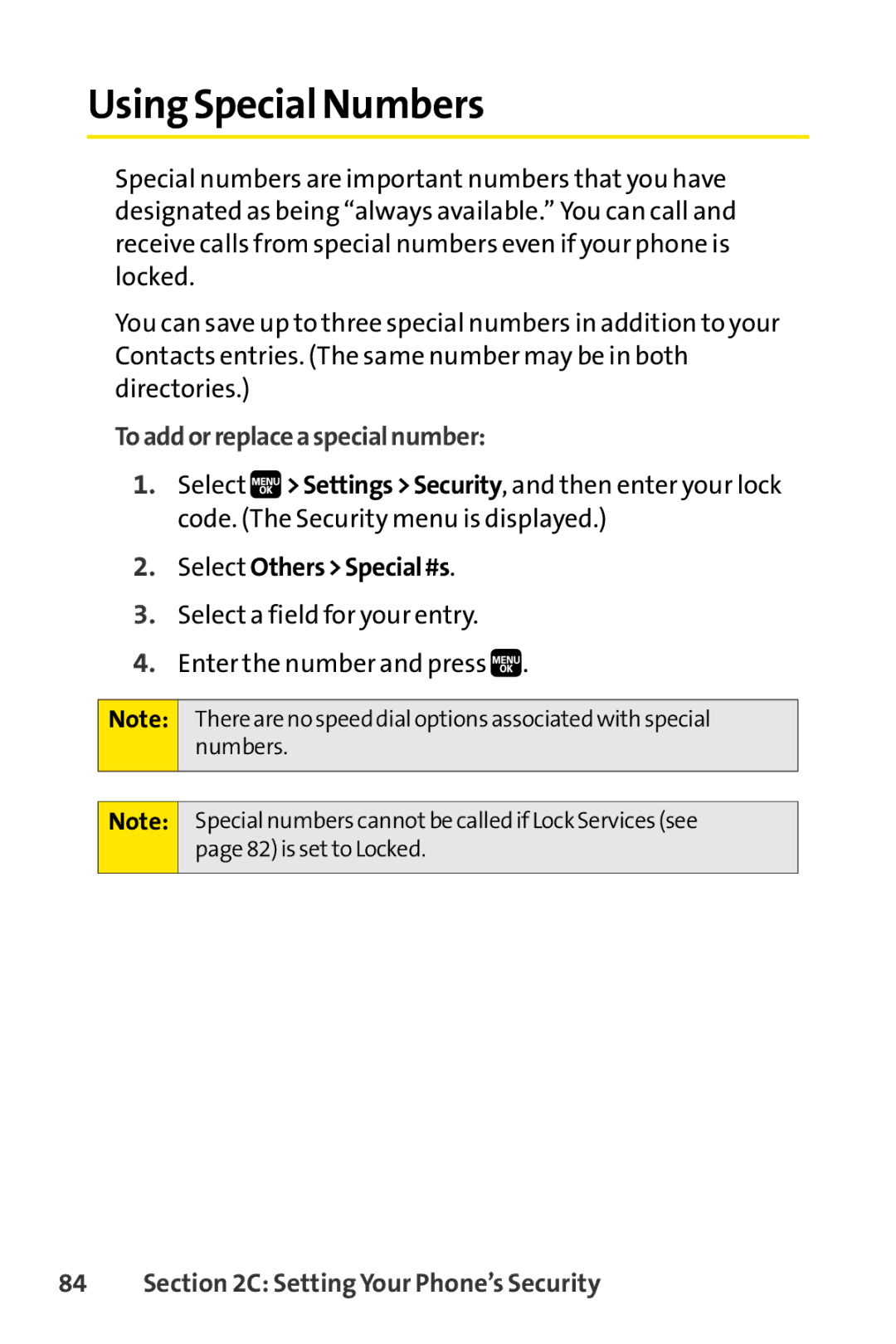 Spirit M1 manual Using Special Numbers, Toaddorreplaceaspecialnumber, Select OthersSpecial#s 