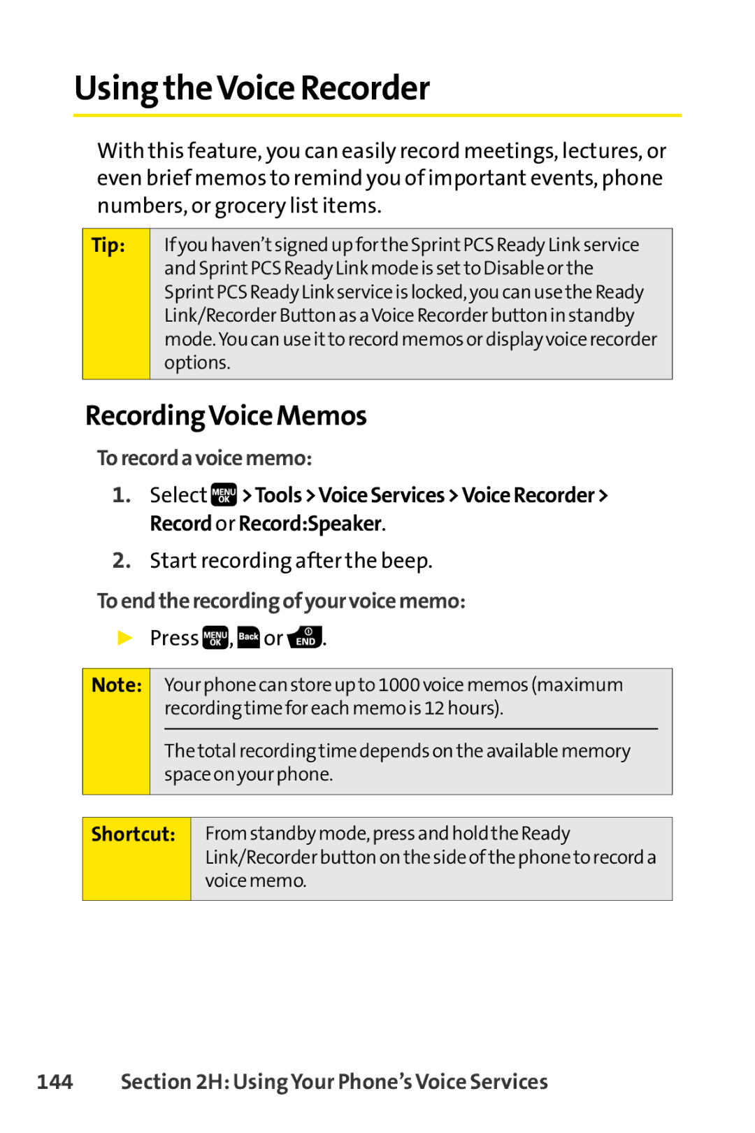 Spirit M1 manual Using theVoice Recorder, RecordingVoice Memos, Torecordavoicememo, Toendtherecordingofyourvoicememo 