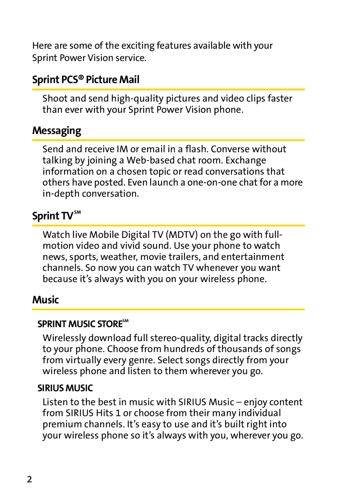 Spirit M1 manual Sprint PCS Picture Mail, Sprint Tvsm, Music 